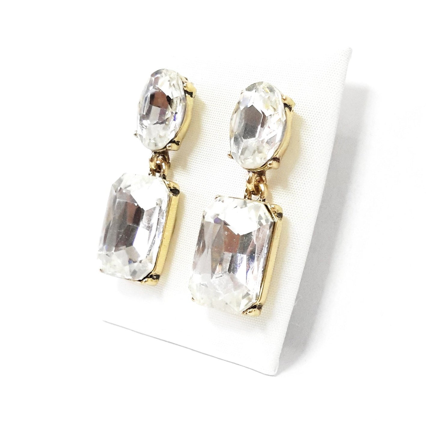 Pendientes Cristales Facetados Brillantes · Blanco Brillo