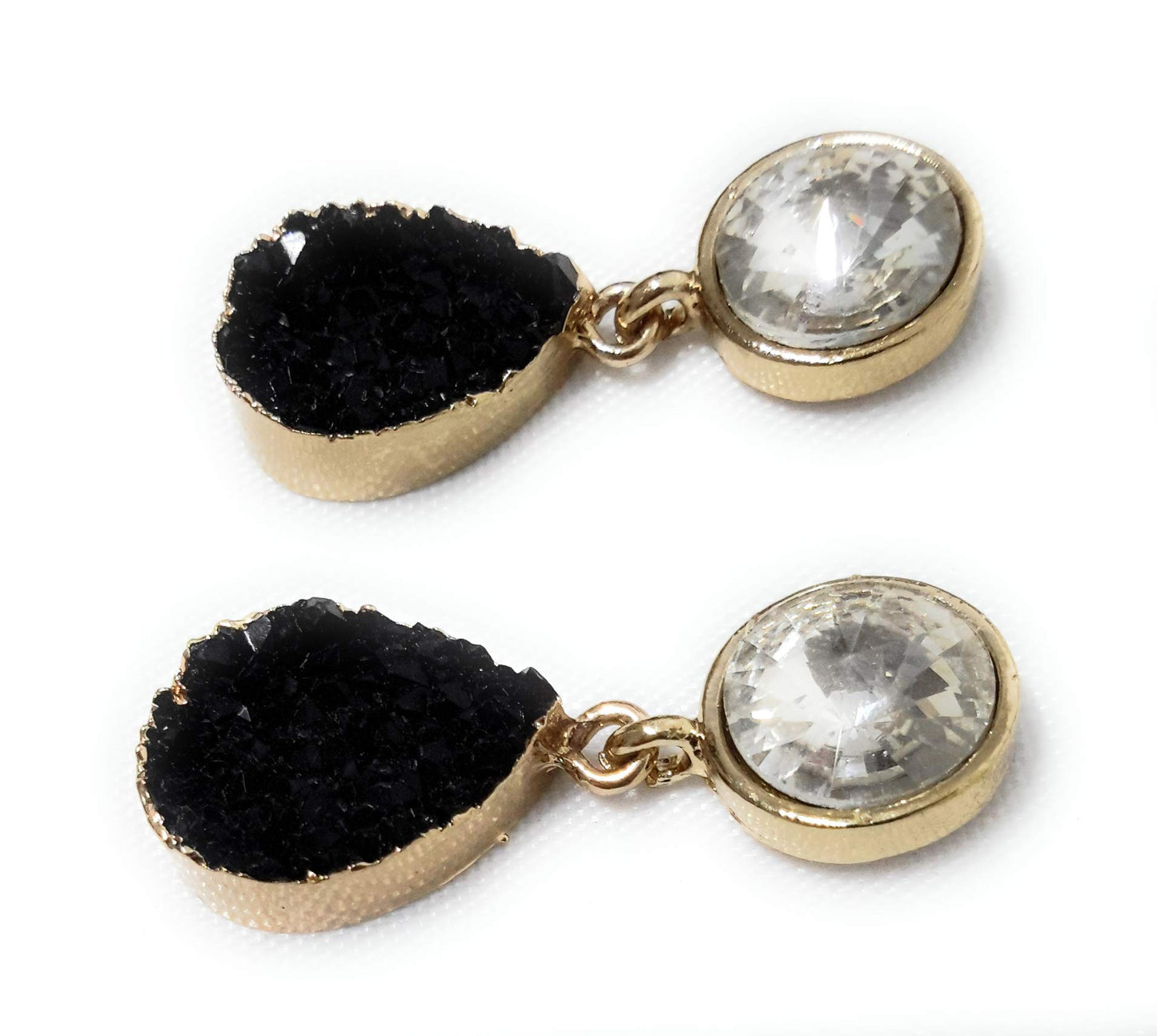 Pendientes Cristal Facetado · Blanco Negro