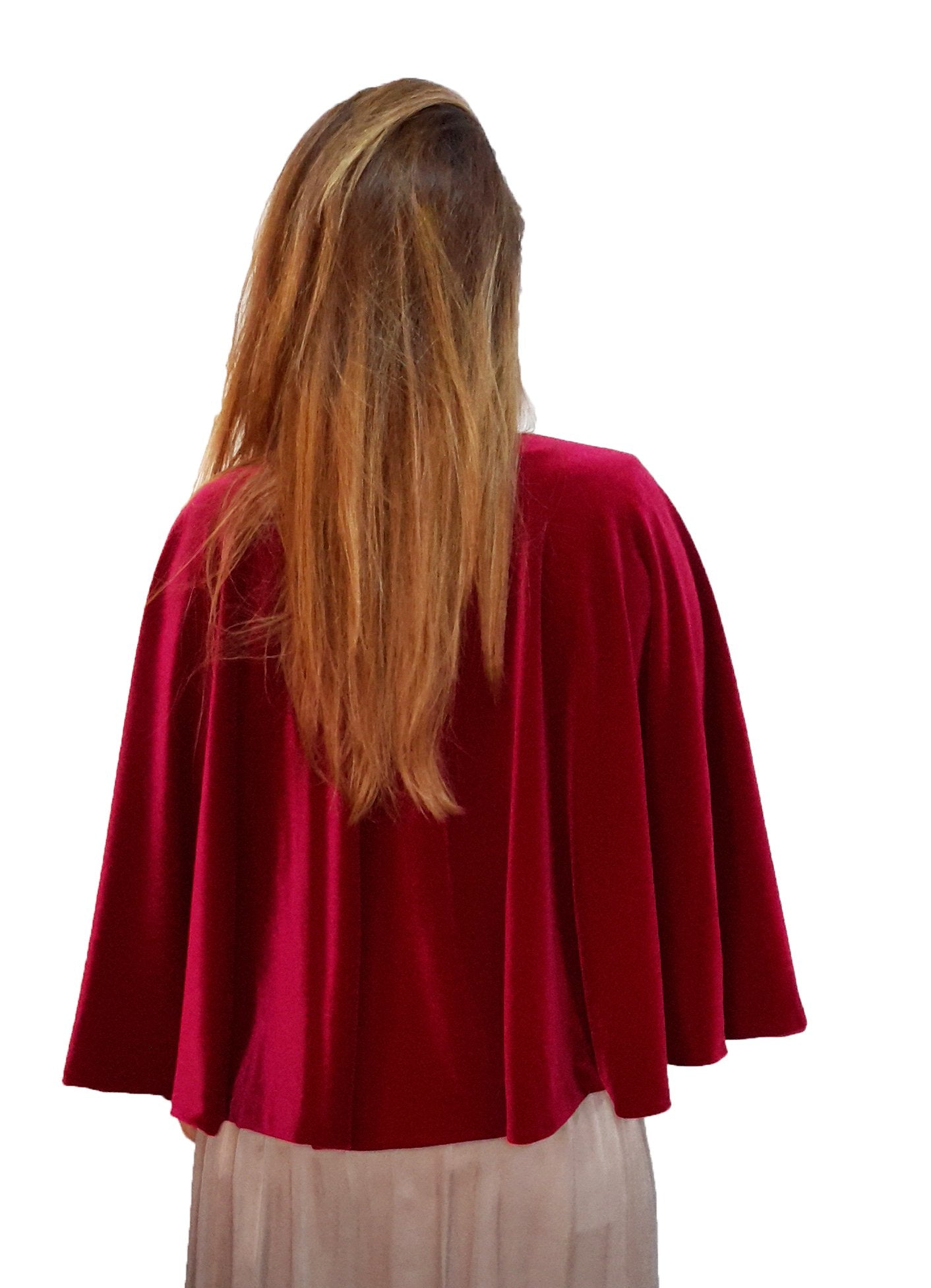 Capa de Terciopelo · Rojo Frambuesa con Aplique Negro