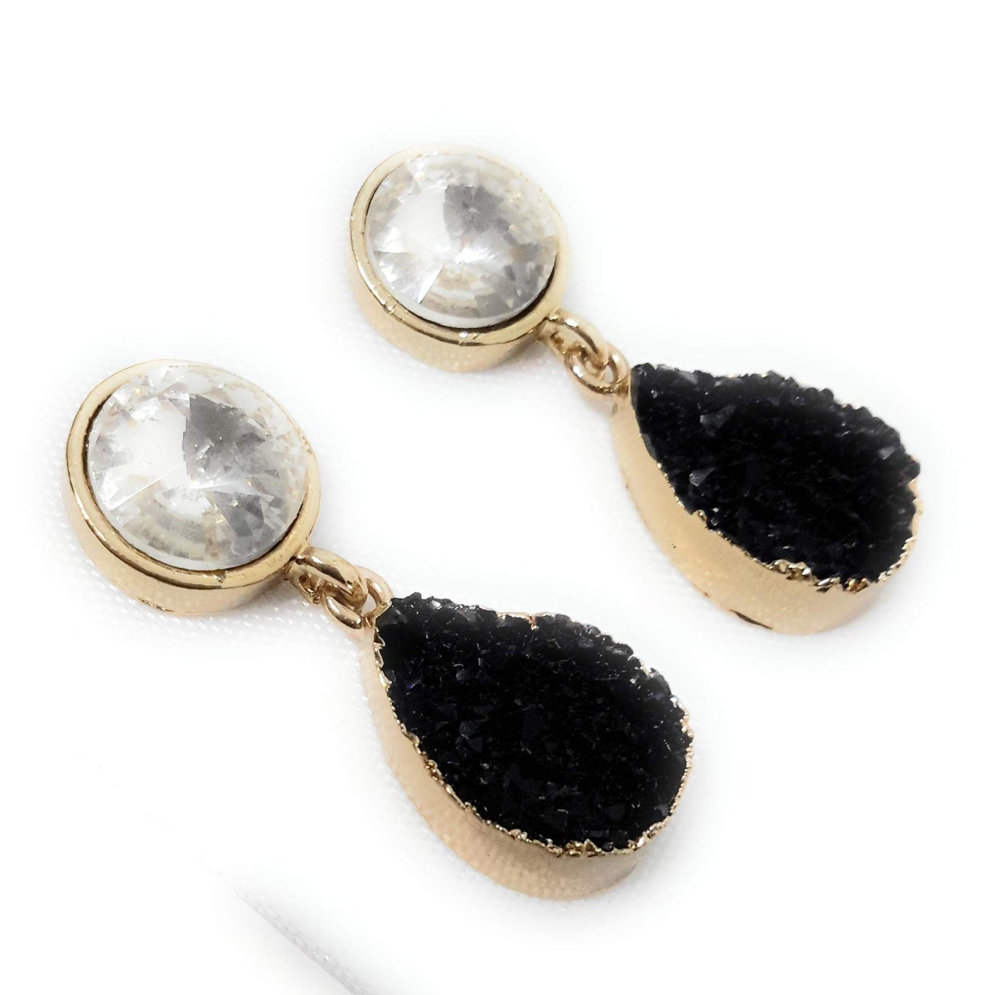 Pendientes Cristal Facetado · Blanco Negro