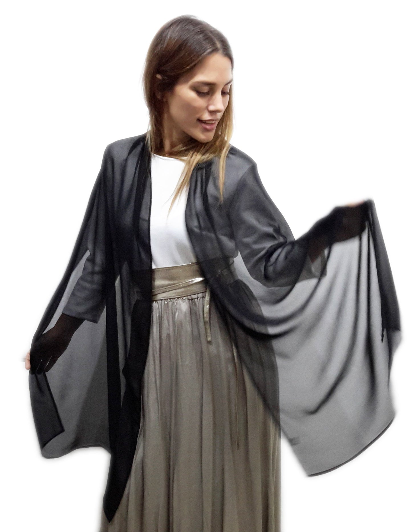 Chal Grande de Chifón – Ligero, Elegante y Hecho en España · Negro (50x200cm)