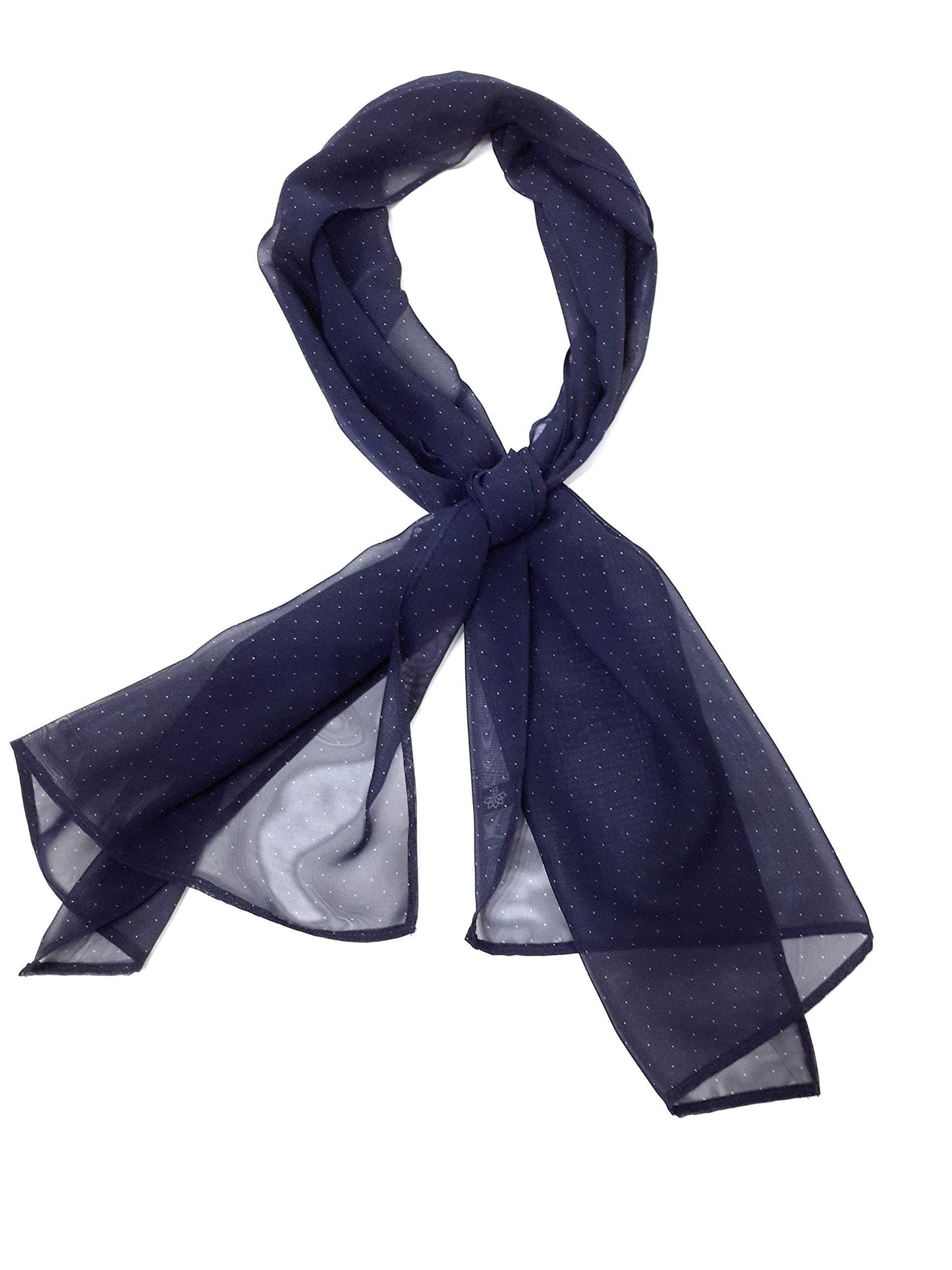 Chal de Fiesta Chifón · Azul Marino con Lunares Blancos (50x150cm)