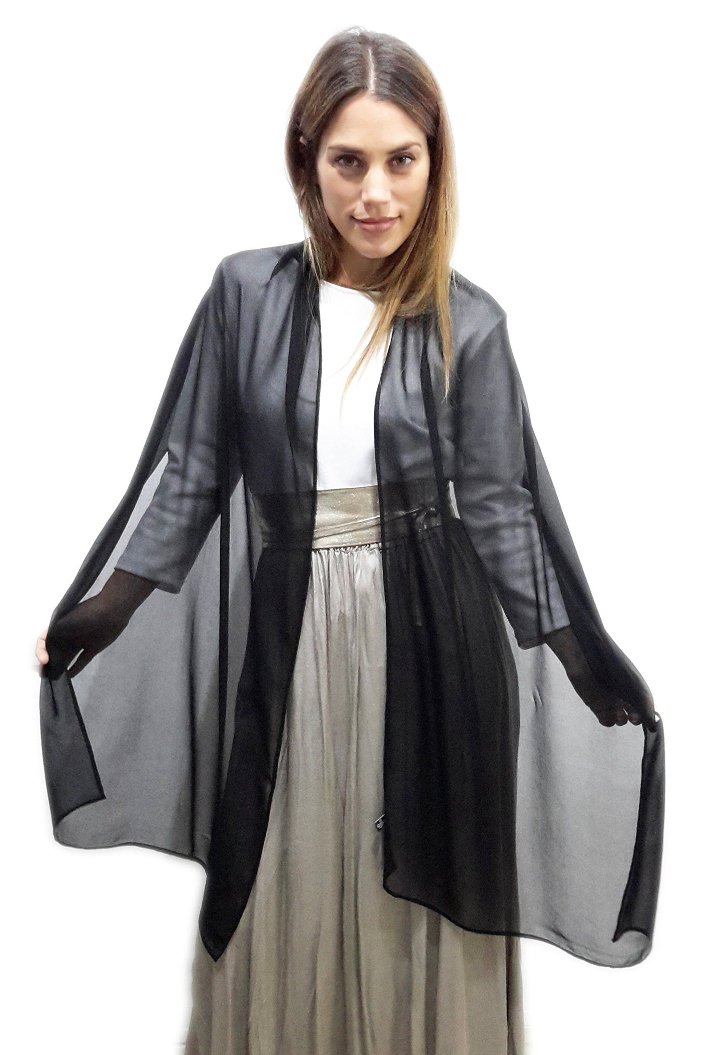 Chal Grande de Chifón – Ligero, Elegante y Hecho en España · Negro (50x200cm)