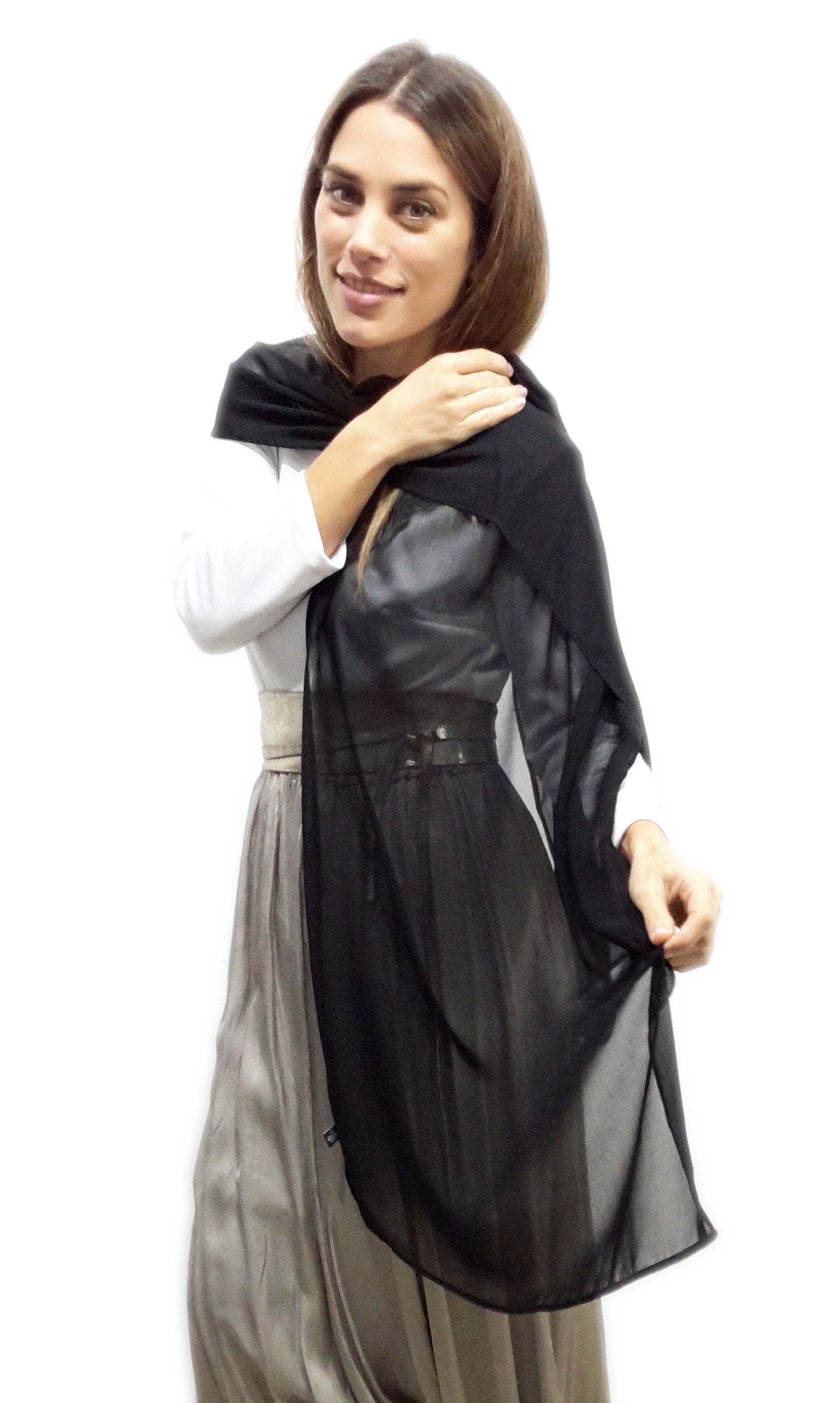 Chal Grande de Chifón – Ligero, Elegante y Hecho en España · Negro (50x200cm)