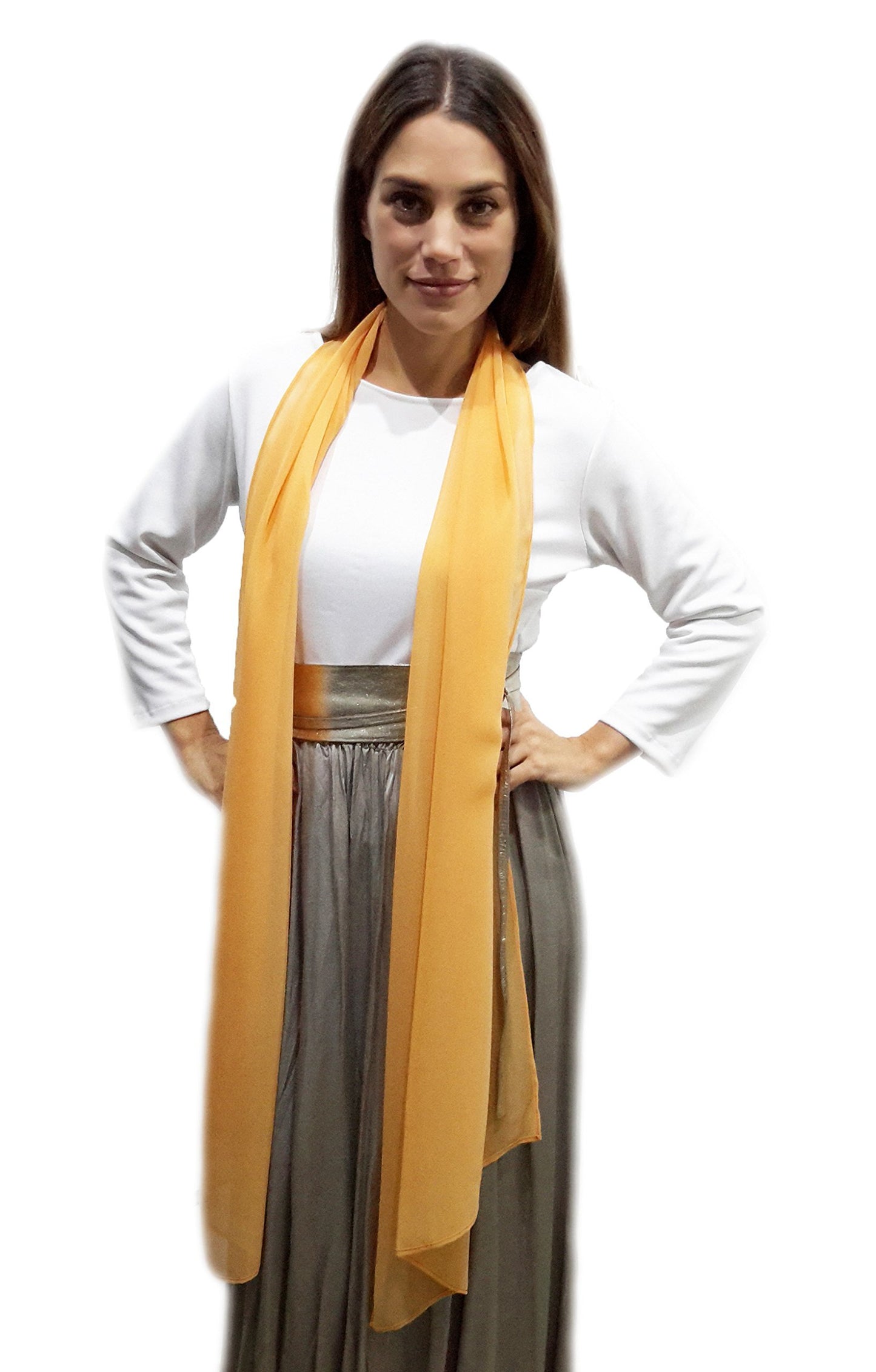 Chal Grande de Chifón – Ligero, Elegante y Hecho en España · Naranja (50x200cm)