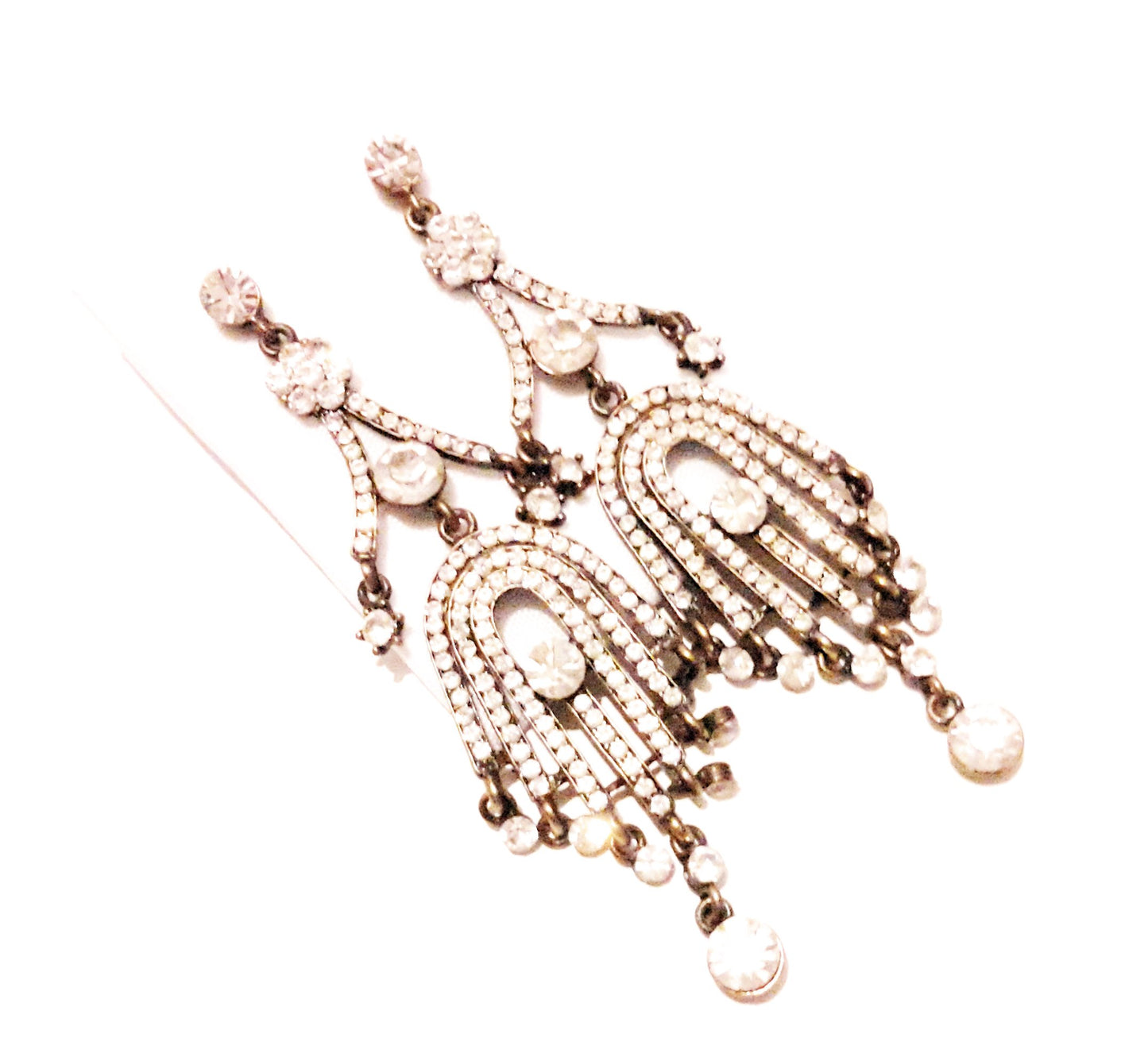 Pendientes Largos · Cristales Blancos