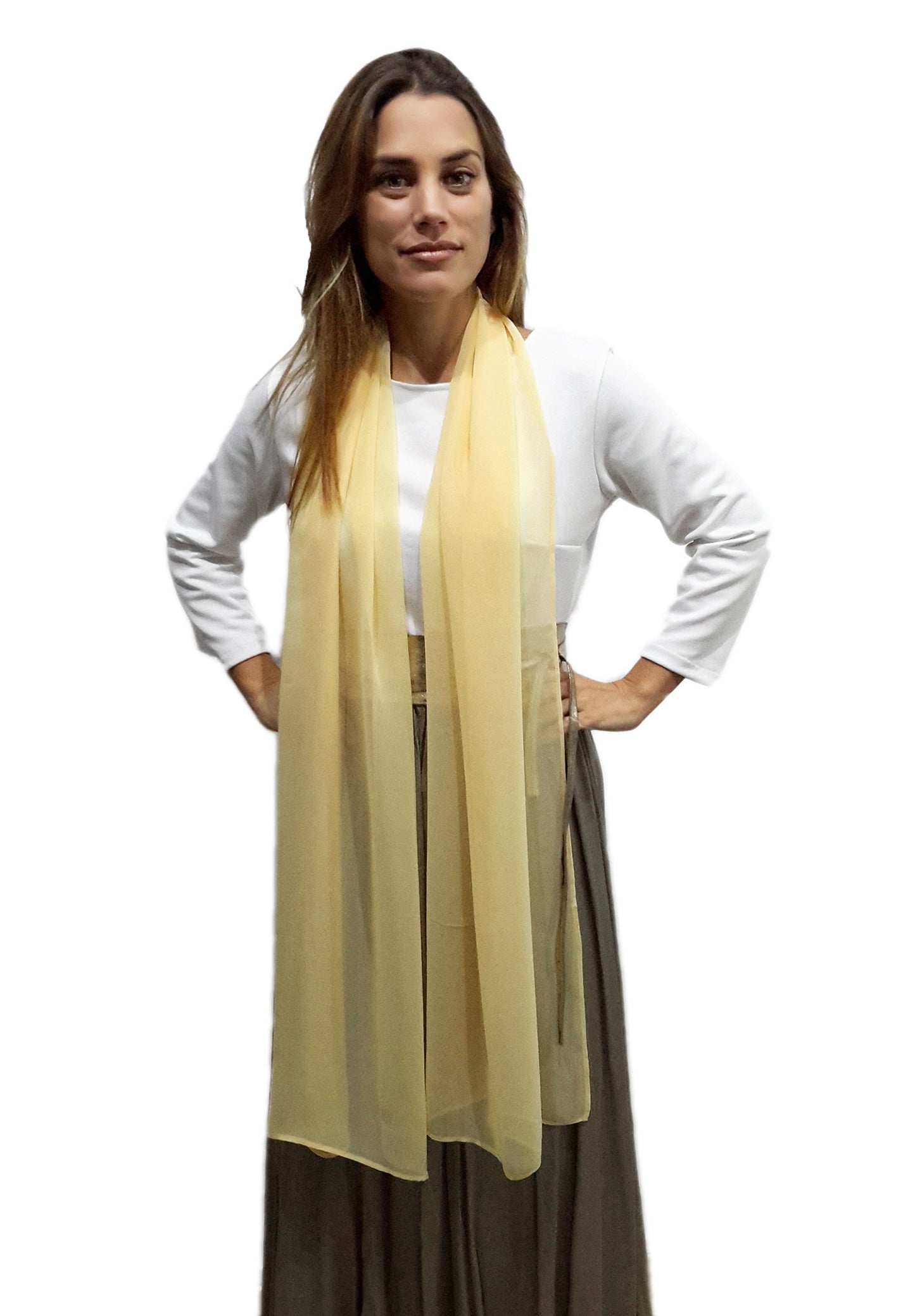 Chal Grande de Chifón – Ligero, Elegante y Hecho en España · Amarillo (50x200cm) última unidad!