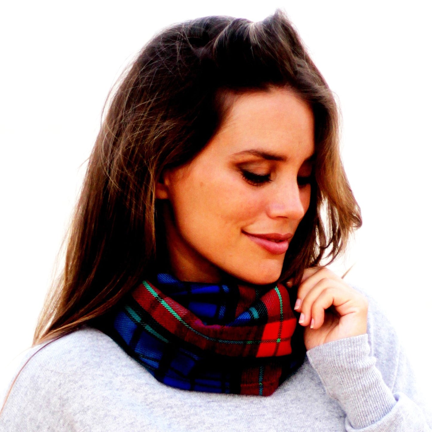Bufanda Cuello Reversible · Escocia Multi/Azul