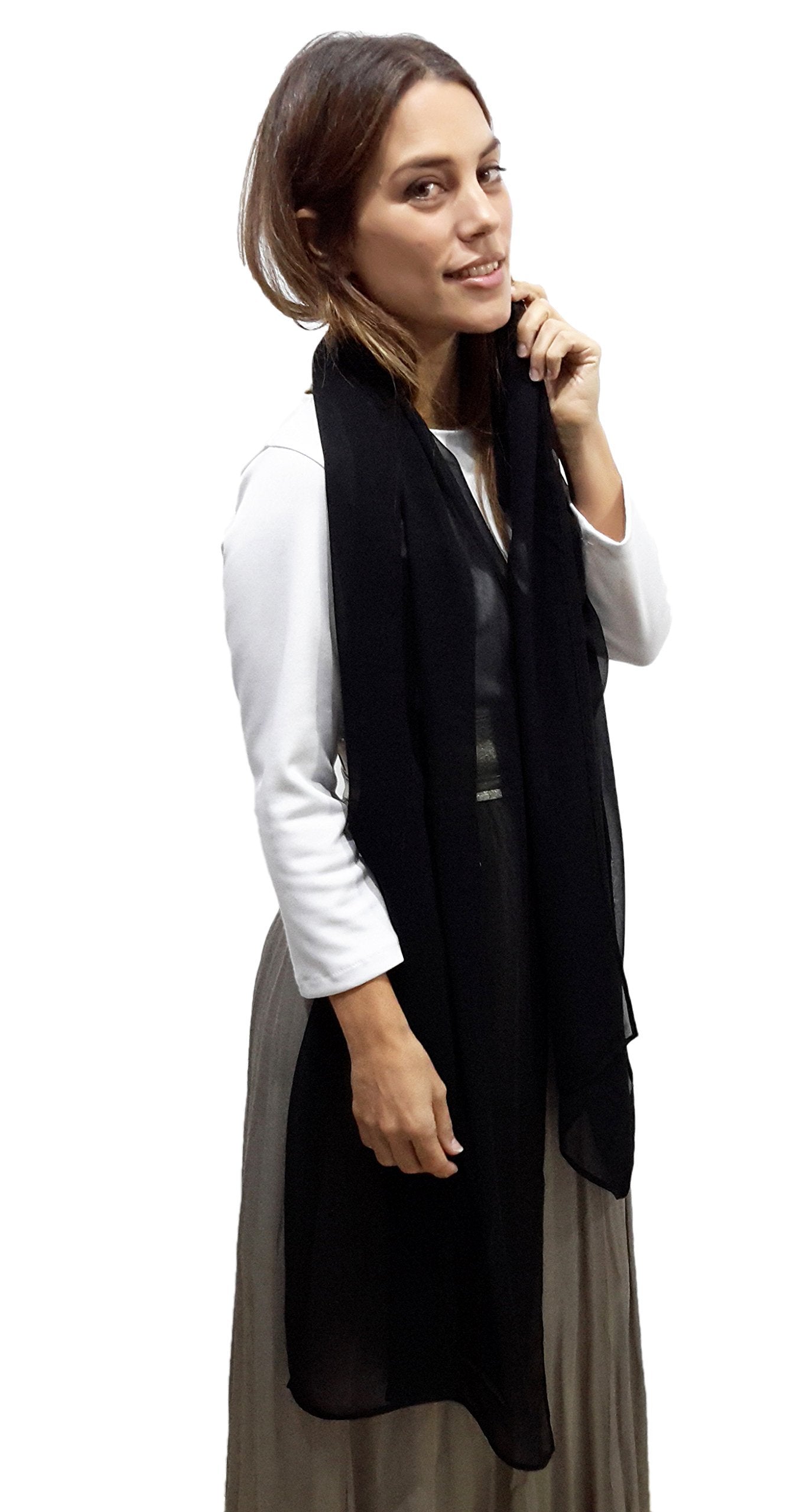 Chal Grande de Chifón – Ligero, Elegante y Hecho en España · Negro (50x200cm)