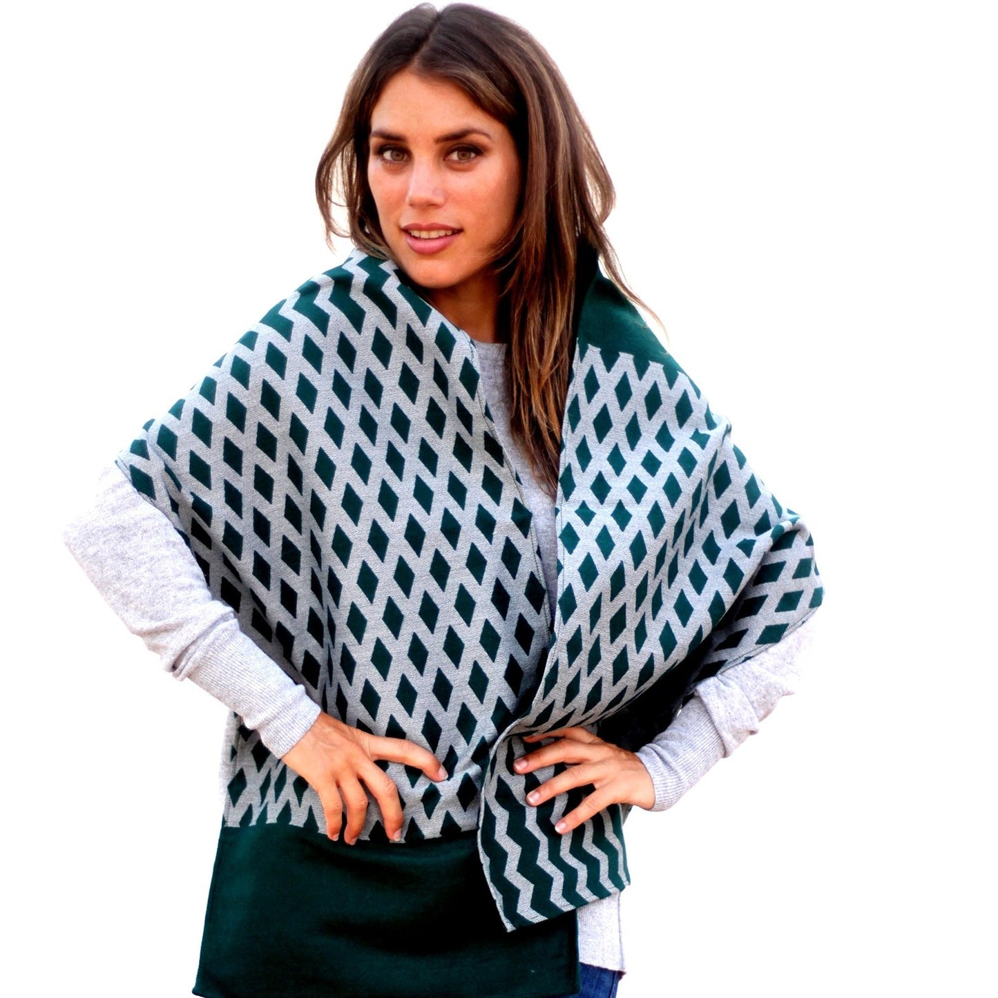 Chal Verde Gris · Rombos (50x150cm)