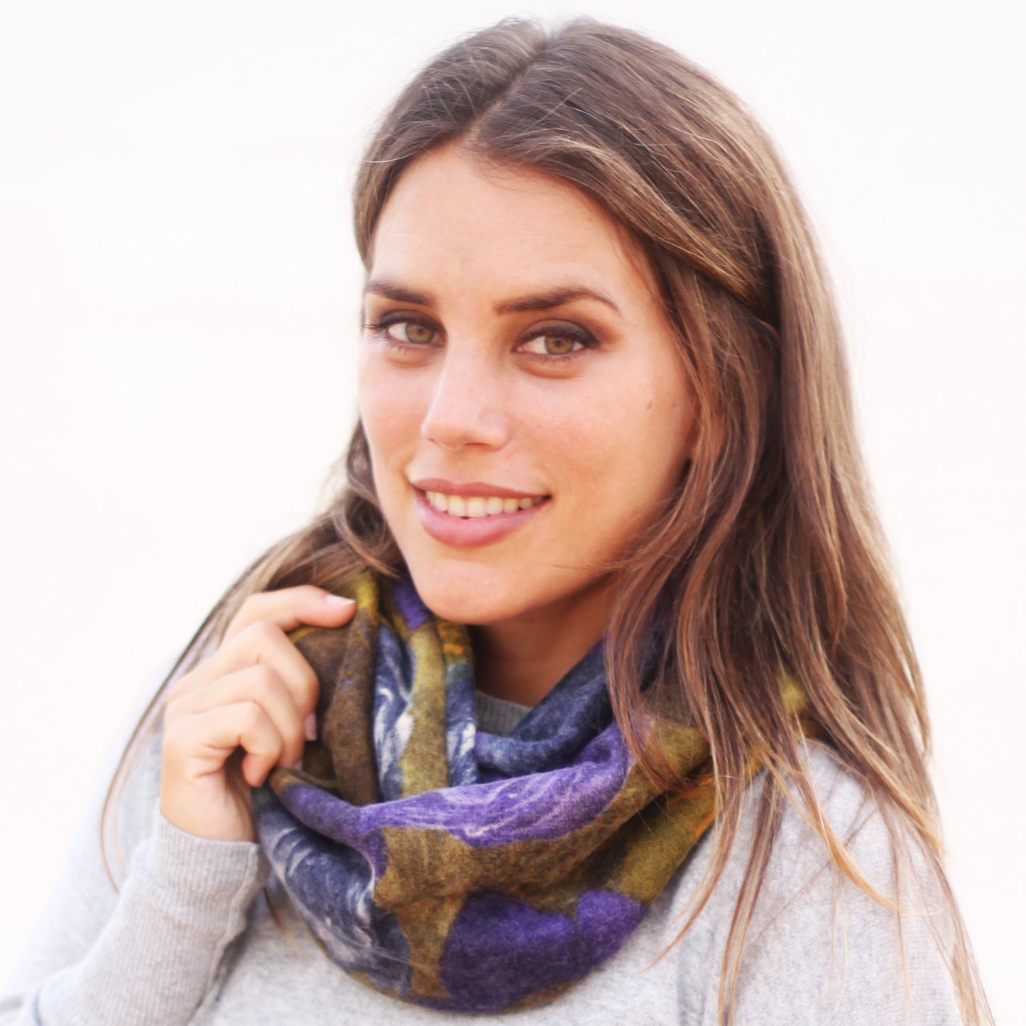 Bufanda Infinita Suave de Flores Mujer · Mostaza