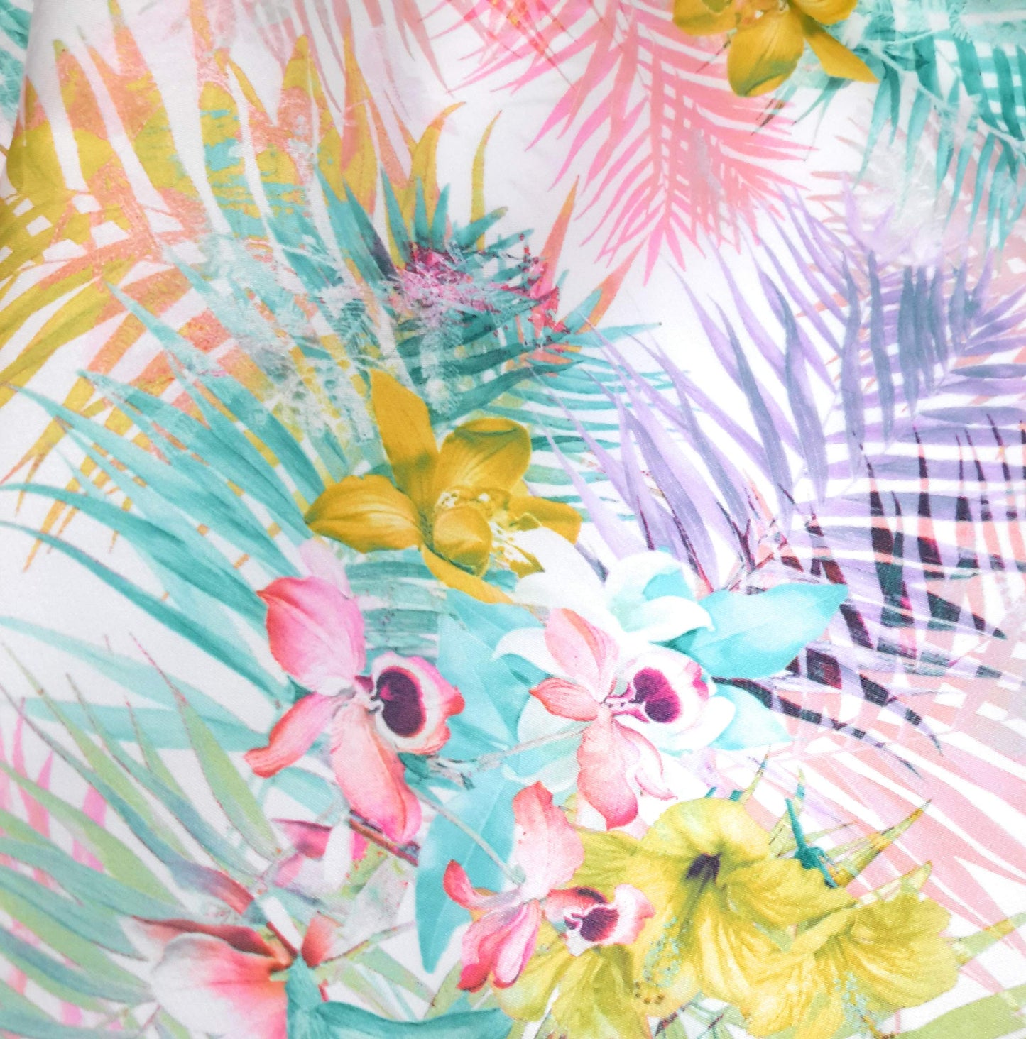 Chal Estola Satinado Floral – Elegancia Artesanal Hecha en Sevilla · Orquídea (50x150cm)