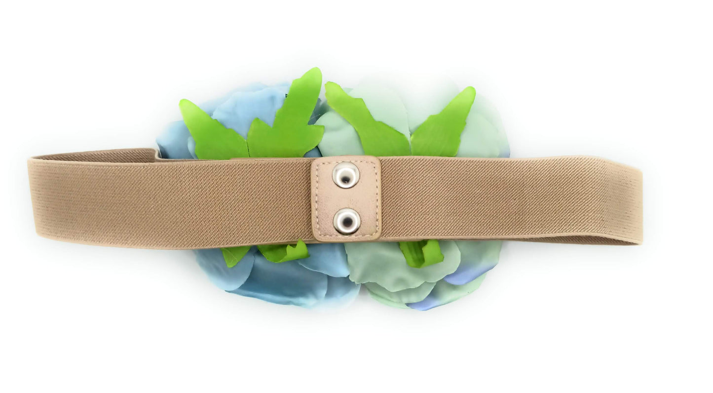 Cinturón Maxi Flores Ø10cm · Menta Celeste