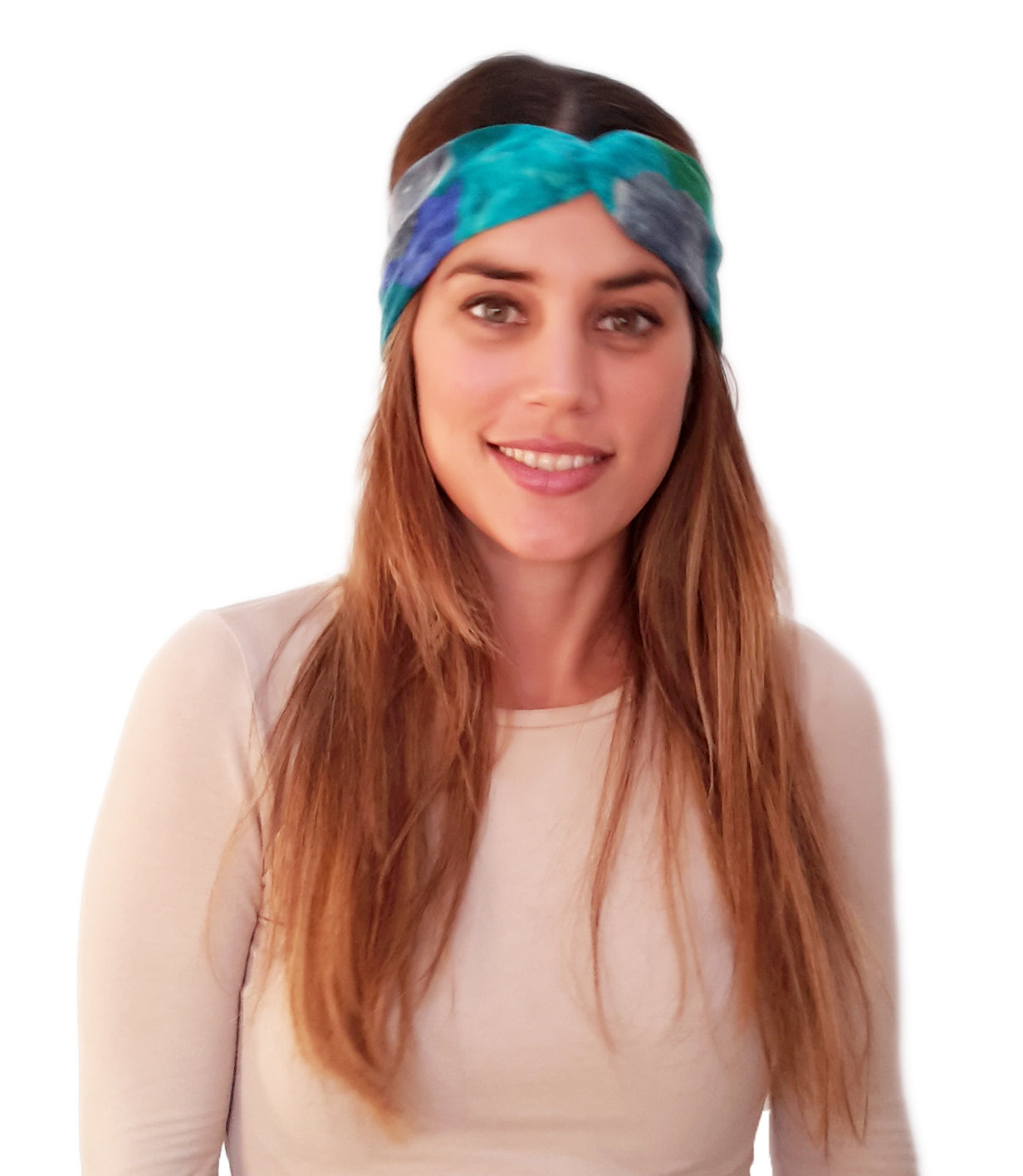 Cinta de Pelo Elástica · Flores Turquesa Azul (Otoño-Invierno)