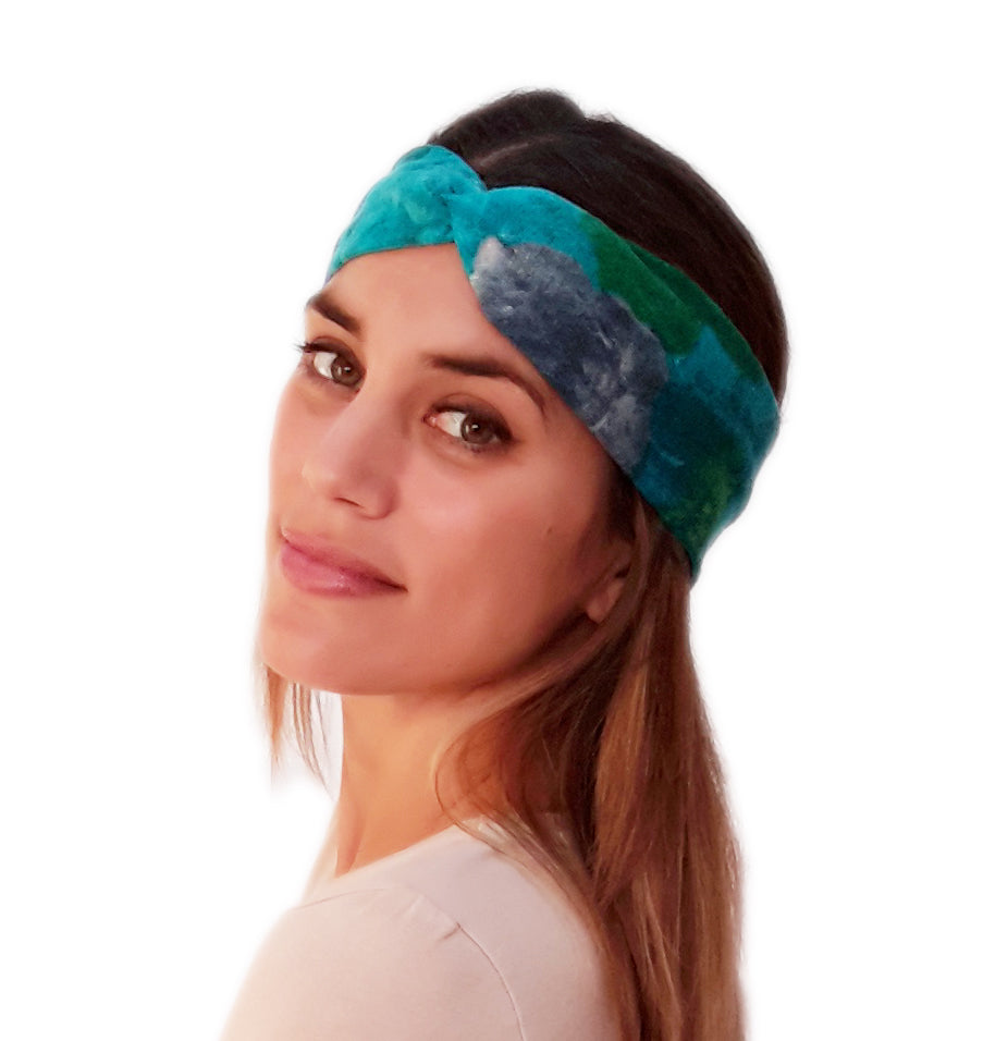 Cinta de Pelo Elástica · Flores Turquesa Azul (Otoño-Invierno)