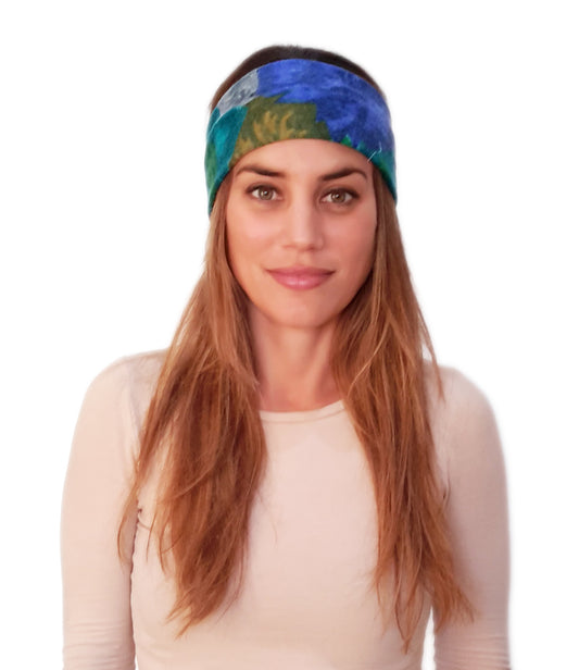 Cinta de Pelo Elástica · Flores Turquesa Azul (Otoño-Invierno)