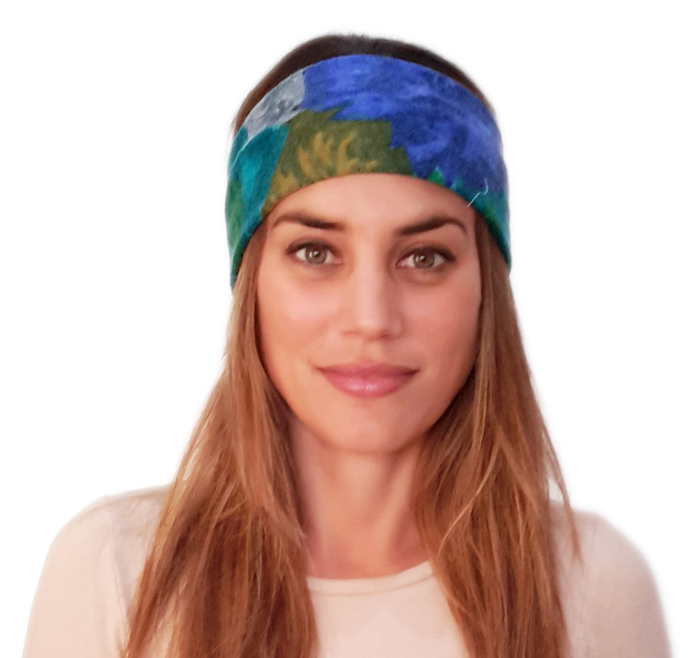 Cinta de Pelo Elástica · Flores Turquesa Azul (Otoño-Invierno)