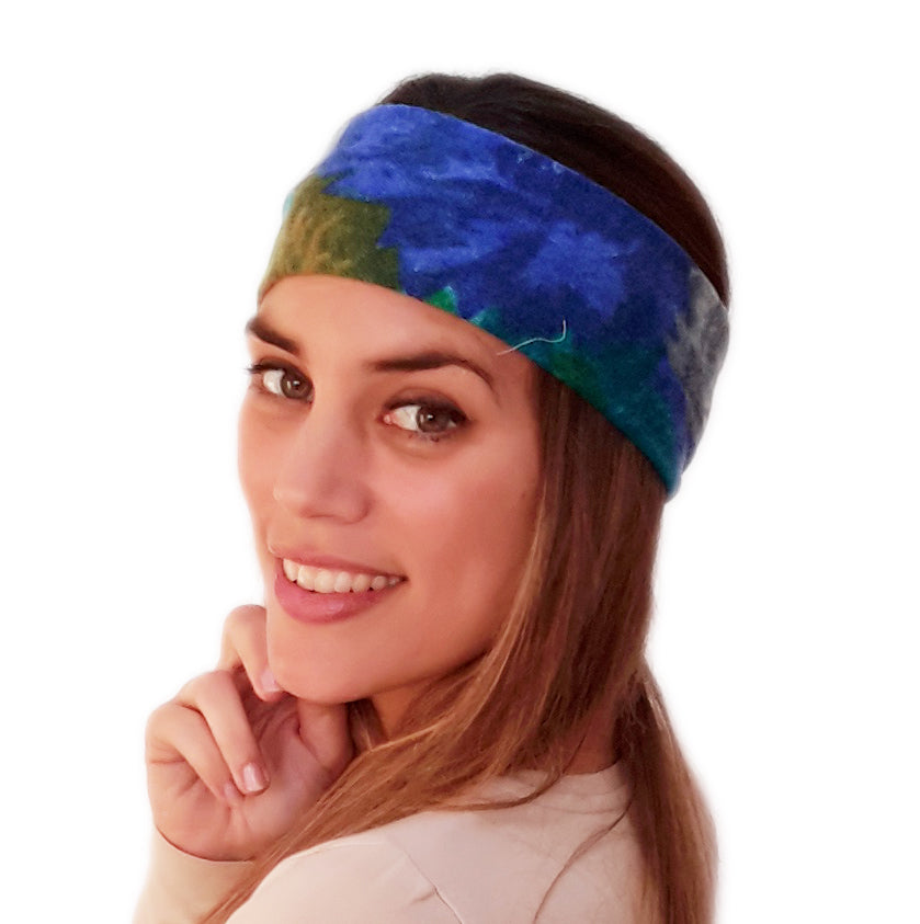 Cinta de Pelo Elástica · Flores Turquesa Azul (Otoño-Invierno)