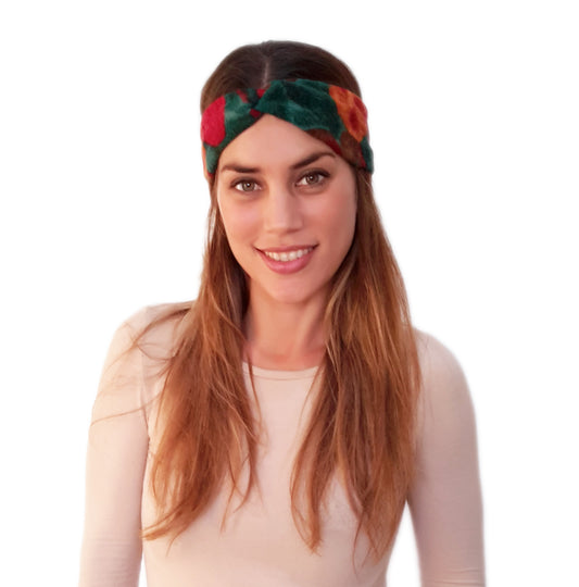 Cinta de Pelo Elástica · Flores Rojo Verde (Otoño-Invierno)