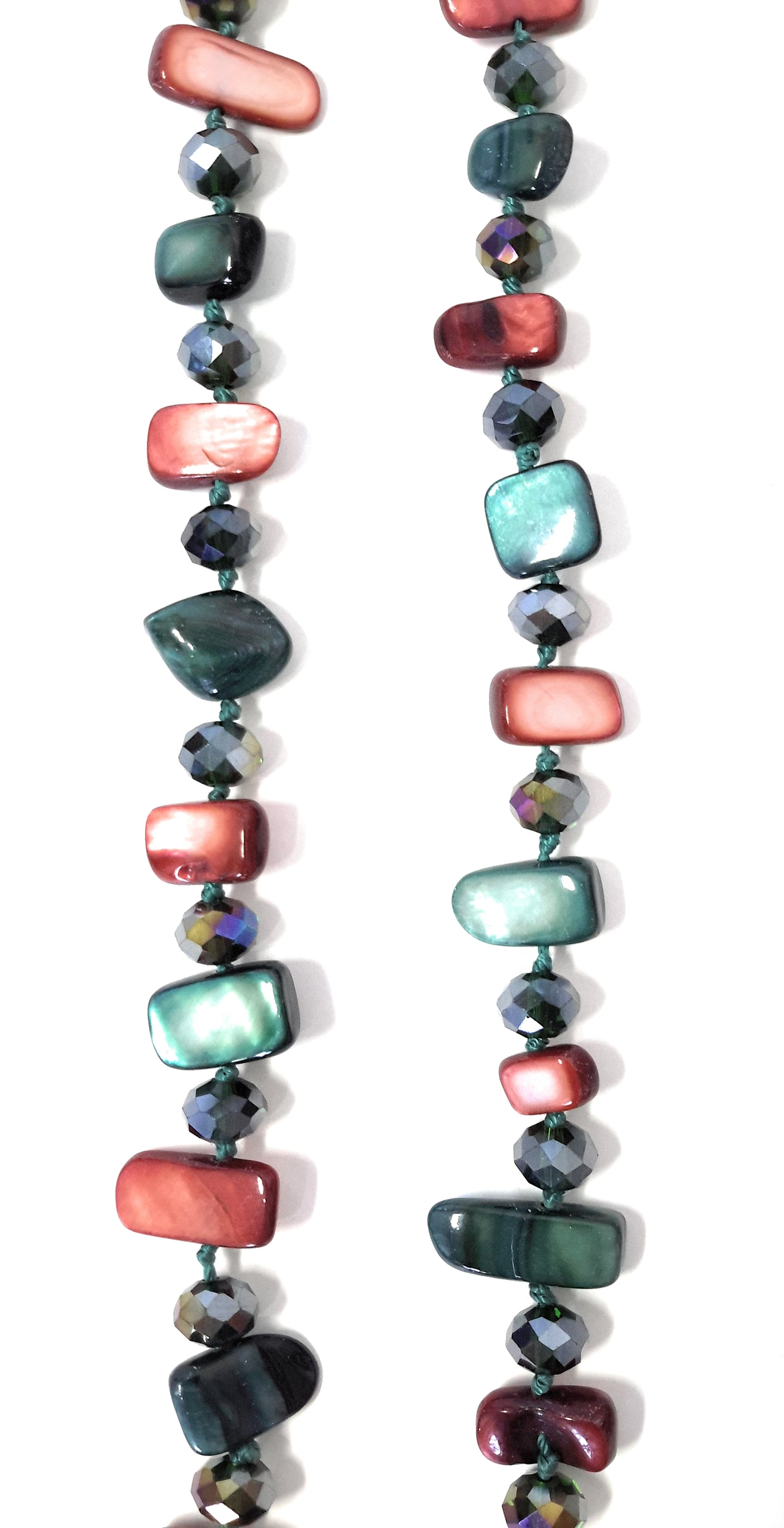 Collar Largo de Nácar · Burdeos Turquesa