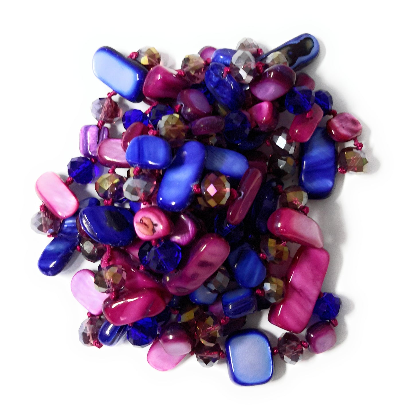 Collar Largo de Nácar · Fucsia Azul