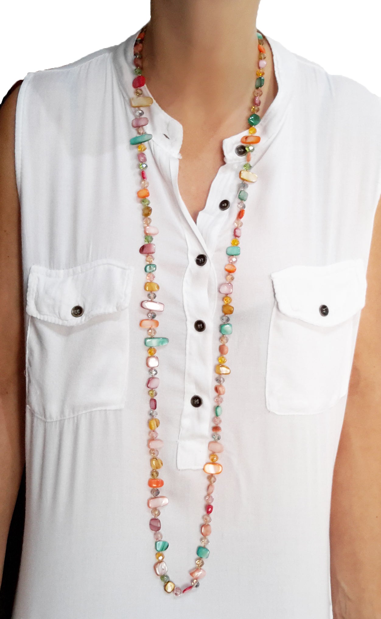 Collar Largo de Nácar · Colorido