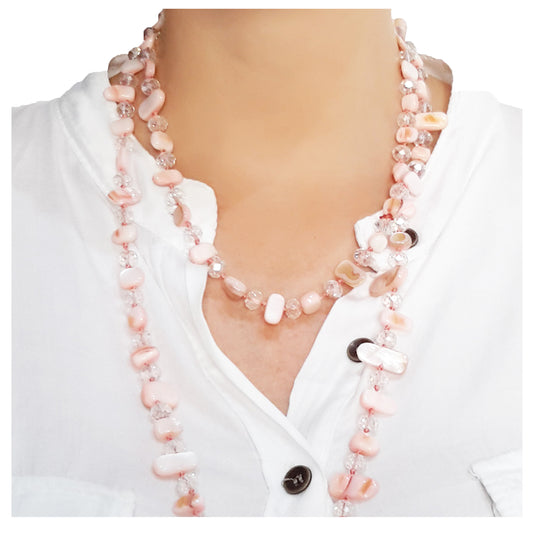 Collar Largo de Nácar · Rosa