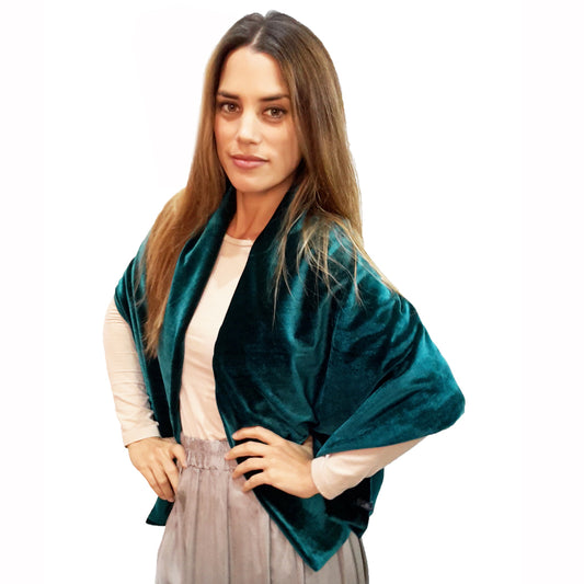Estola de Terciopelo Mujer – Elegante y Hecha a Mano en Sevilla · Verde Esmeralda (50x150cm)