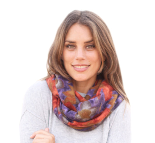 Bufanda Infinita Suave de Flores Mujer · Lila