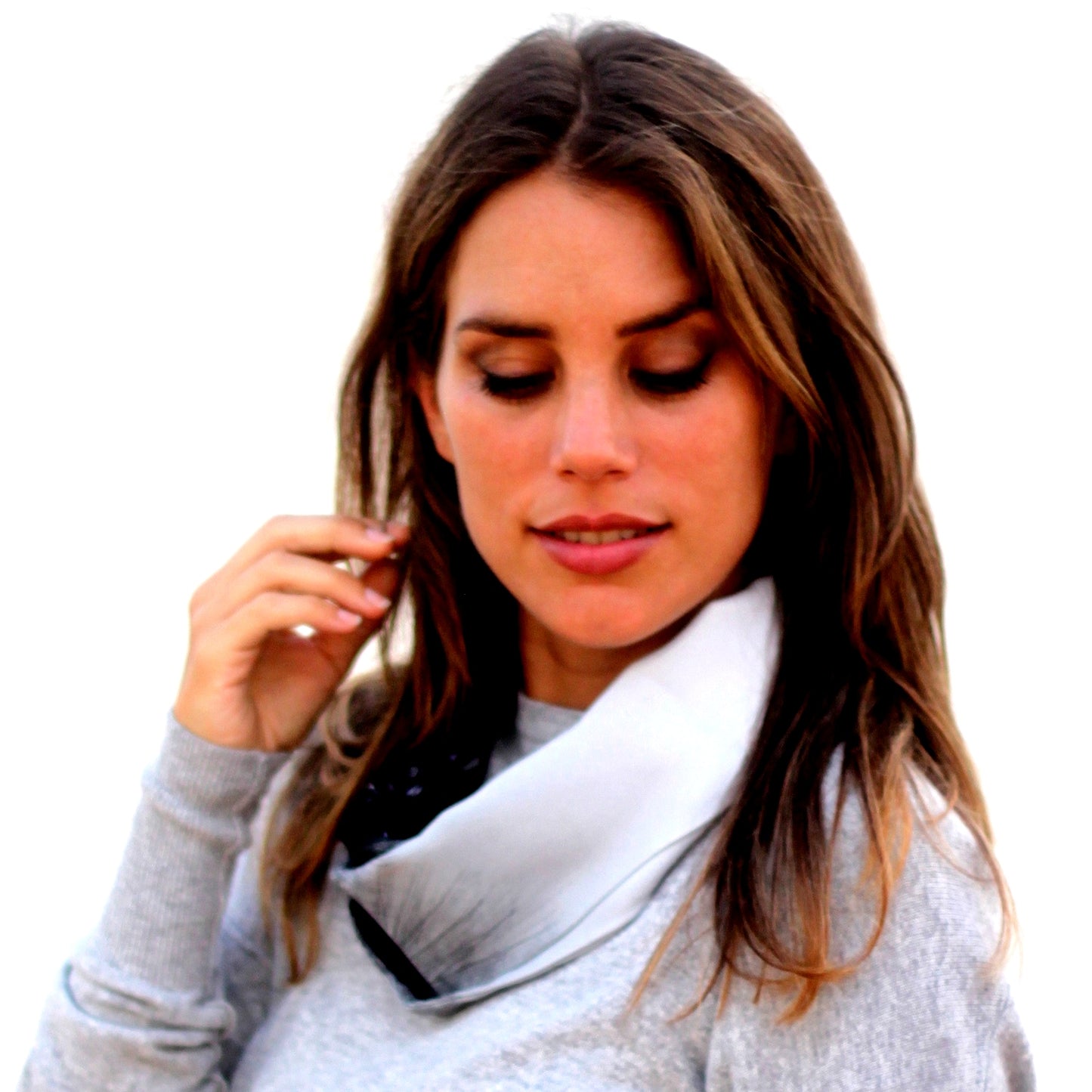 Bufanda Cuello · Flores Blanco Negro