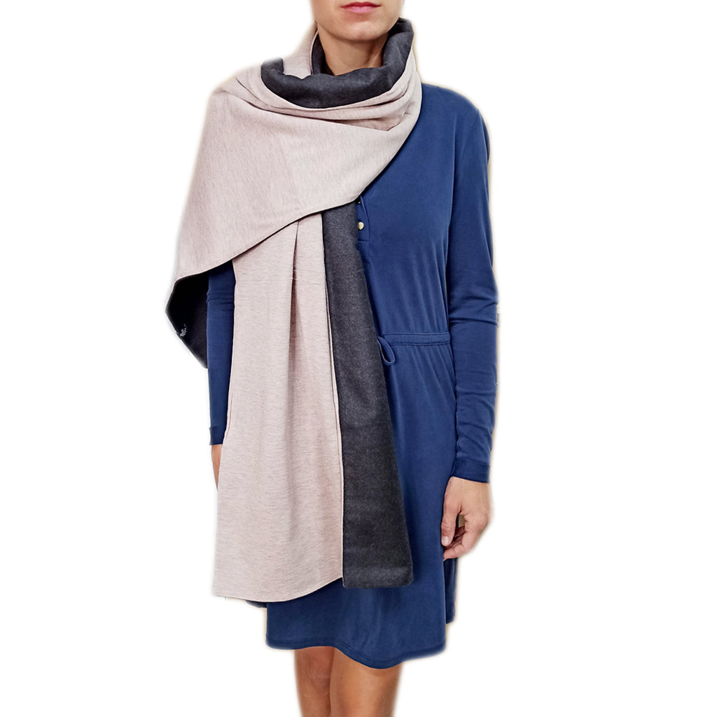Bufanda Grande Reversible · Rosa Gris