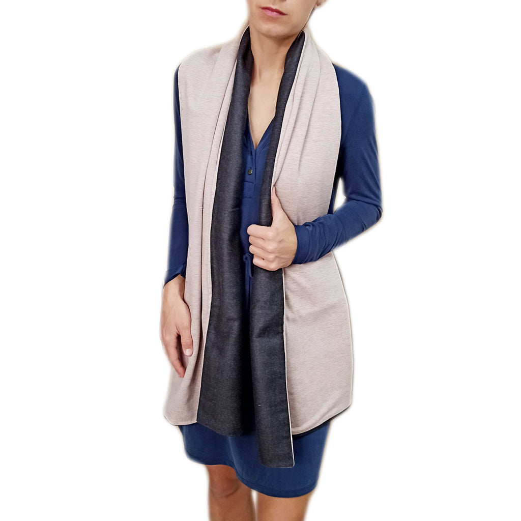 Bufanda Grande Reversible · Rosa Gris