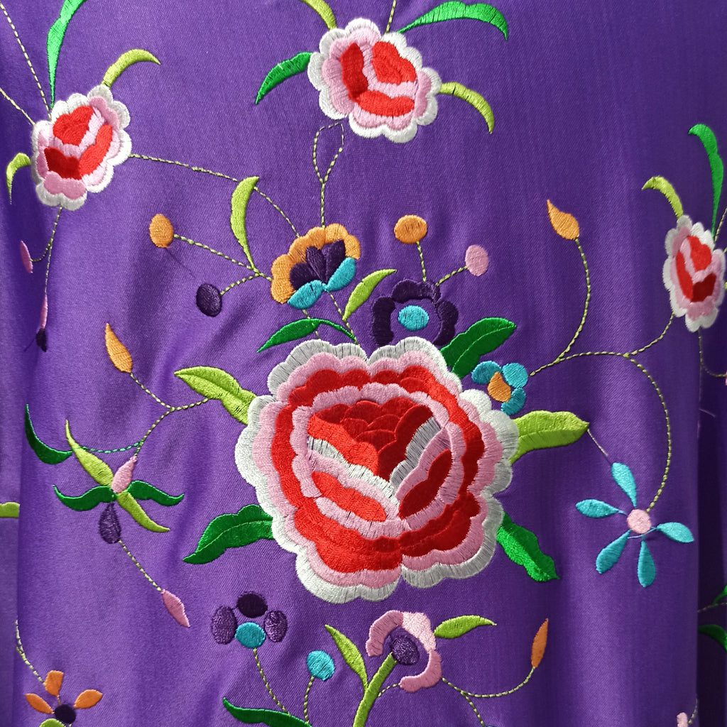 Mantón Flamenco Grande Bordado · Morado Multicolor (160 x 85cm)