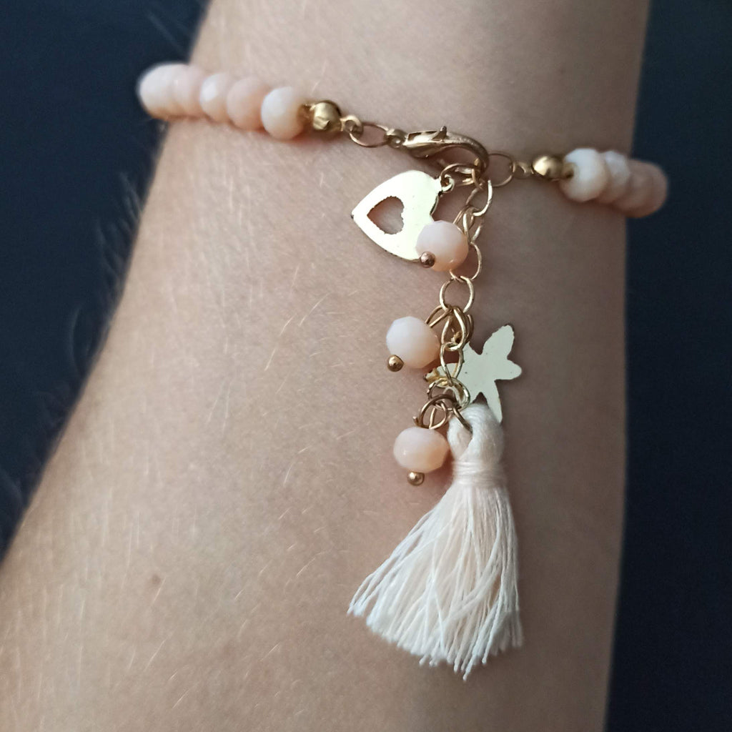 Pulsera Cuentas de Cristales facetados · Nude (última unidad!)