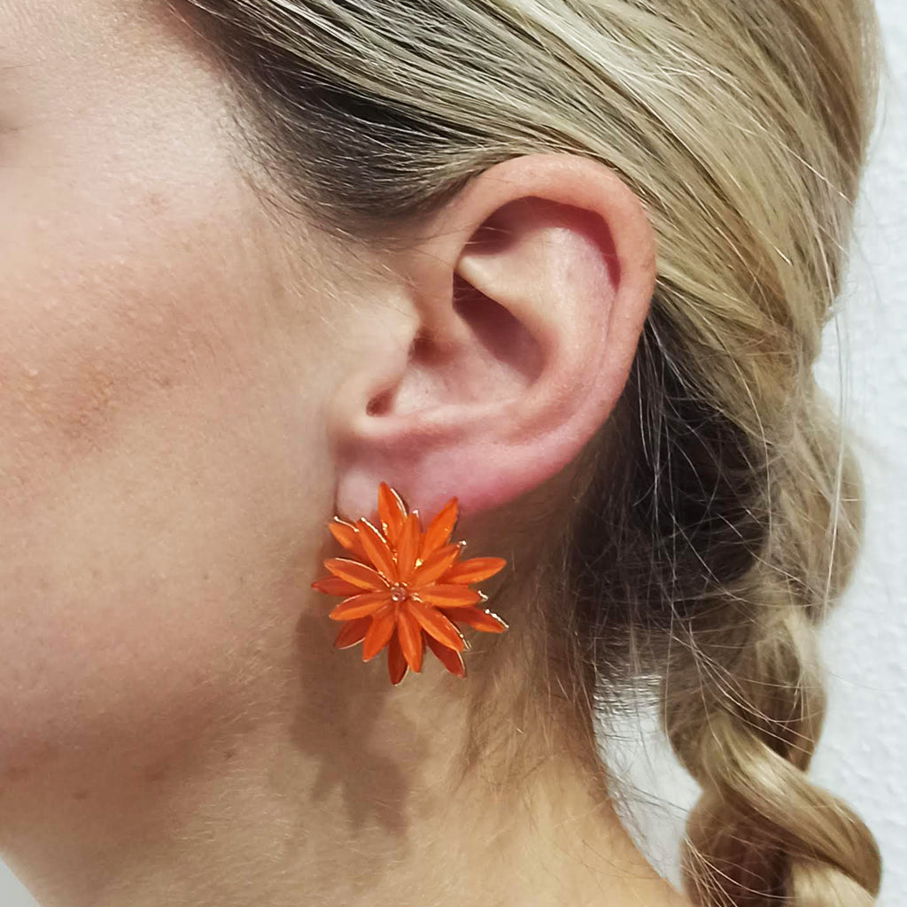 Pendientes Cristales Margarita · Naranja, Oro