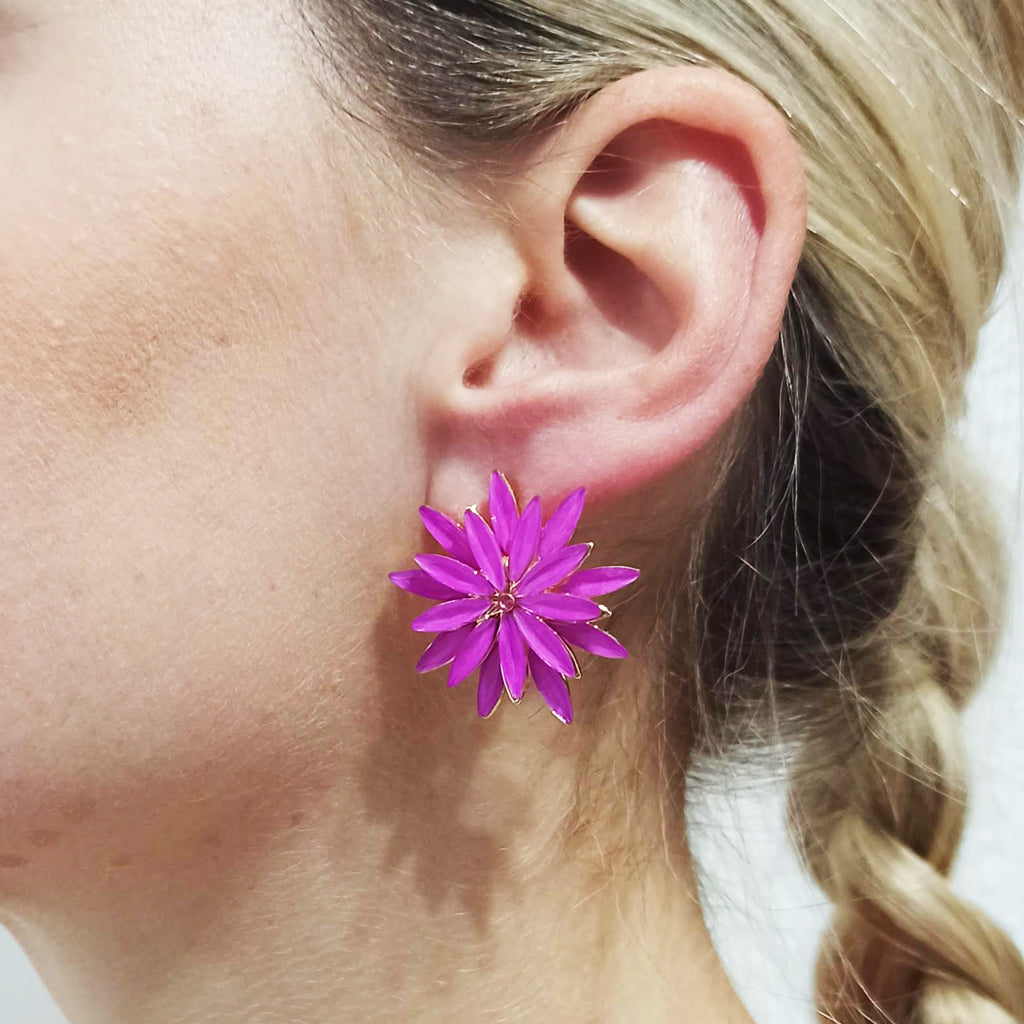 Pendientes Cristales Margarita · Violeta, Oro