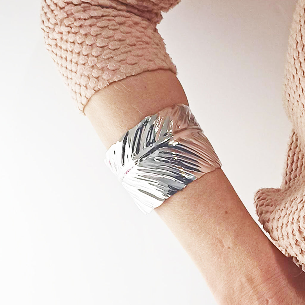 Brazalete Hoja XL Plata