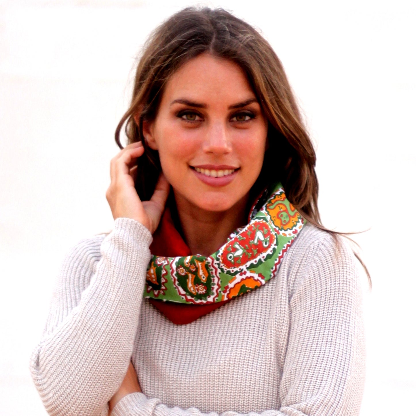 Bufanda Cuello Reversible · Fantasía/Carmín