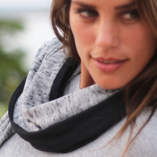 Bufanda Cuello Reversible · Gris Mezcla/Negro