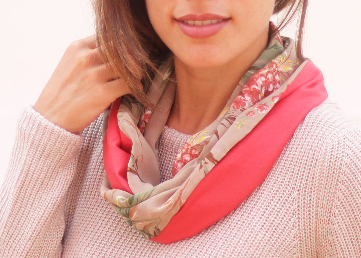 Fular Circular Reversible · Bambú / Coral