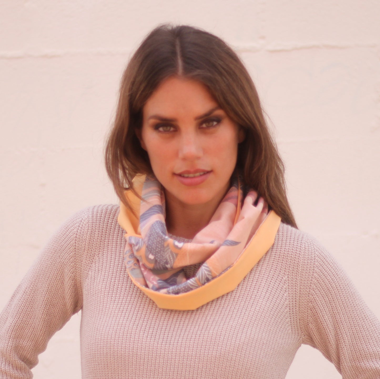 Fular Circular Reversible · Pavo Real / Naranja