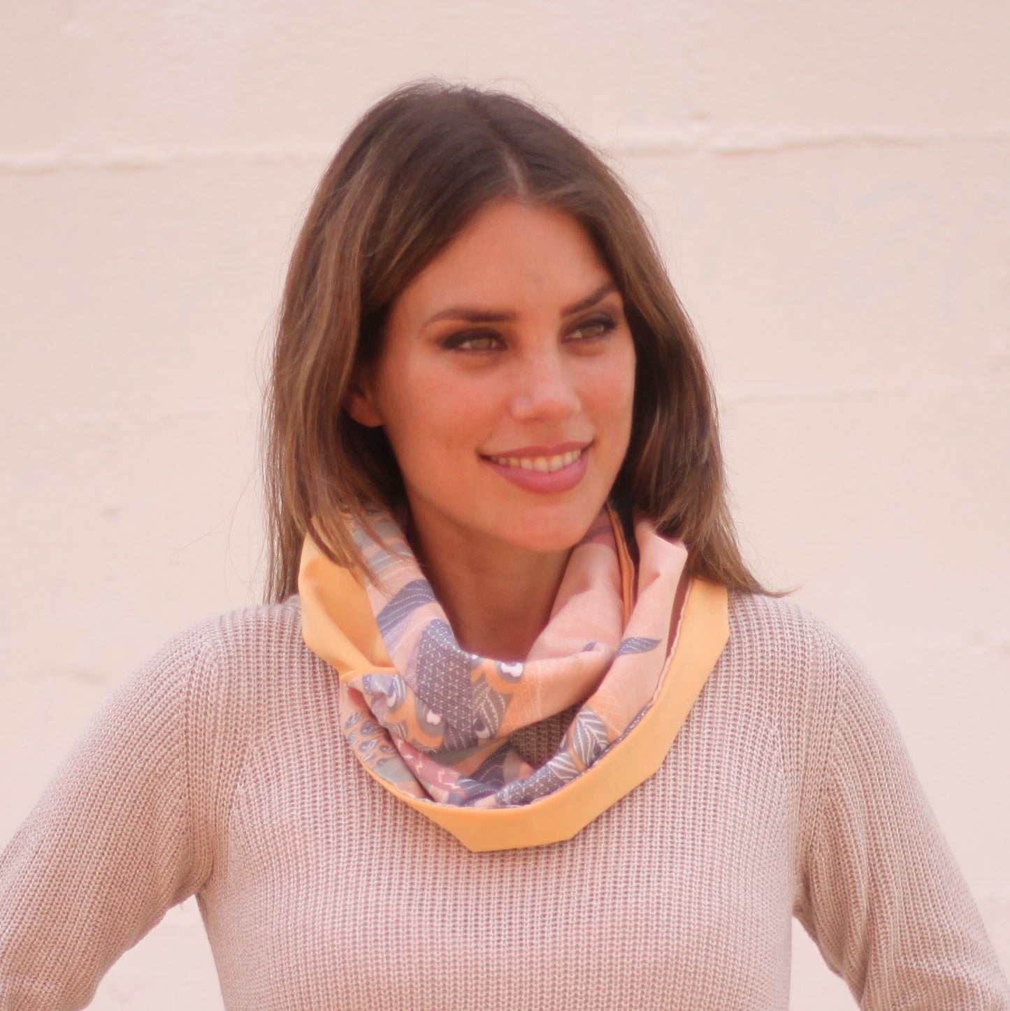 Fular Circular Reversible · Pavo Real / Naranja