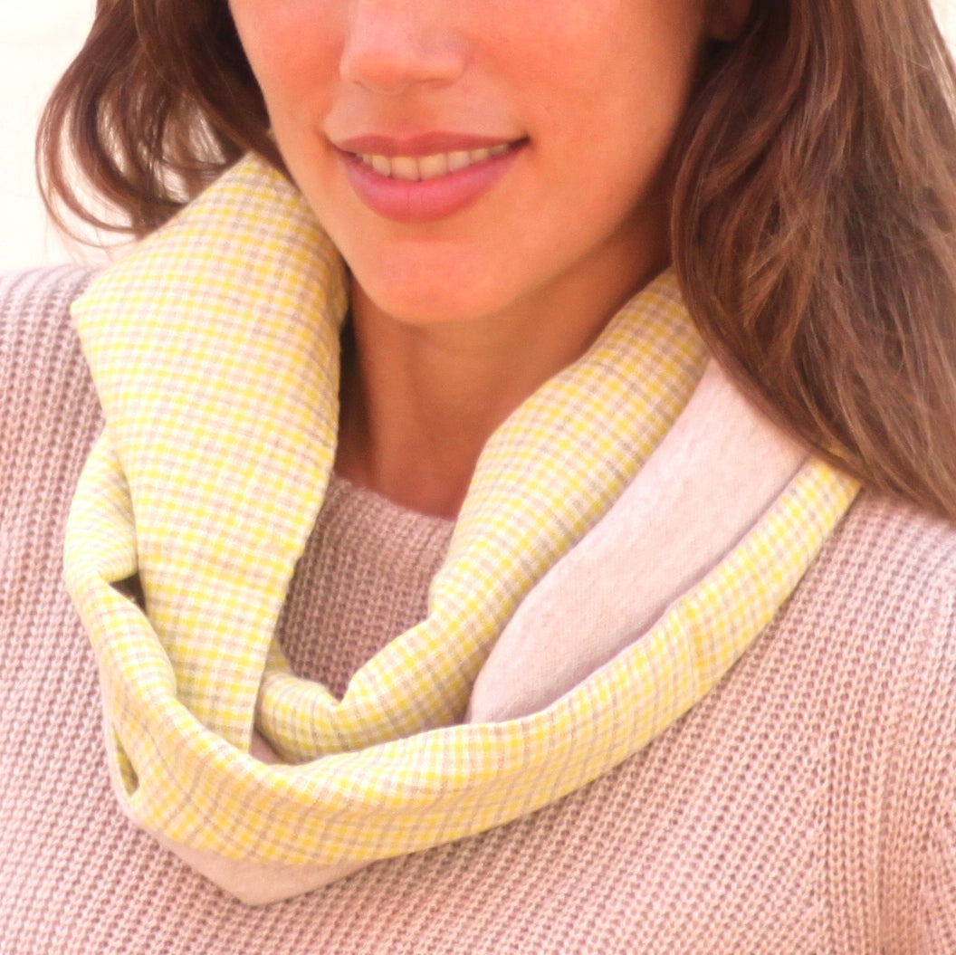 Fular Circular Reversible · Vichy Amarillo Beis