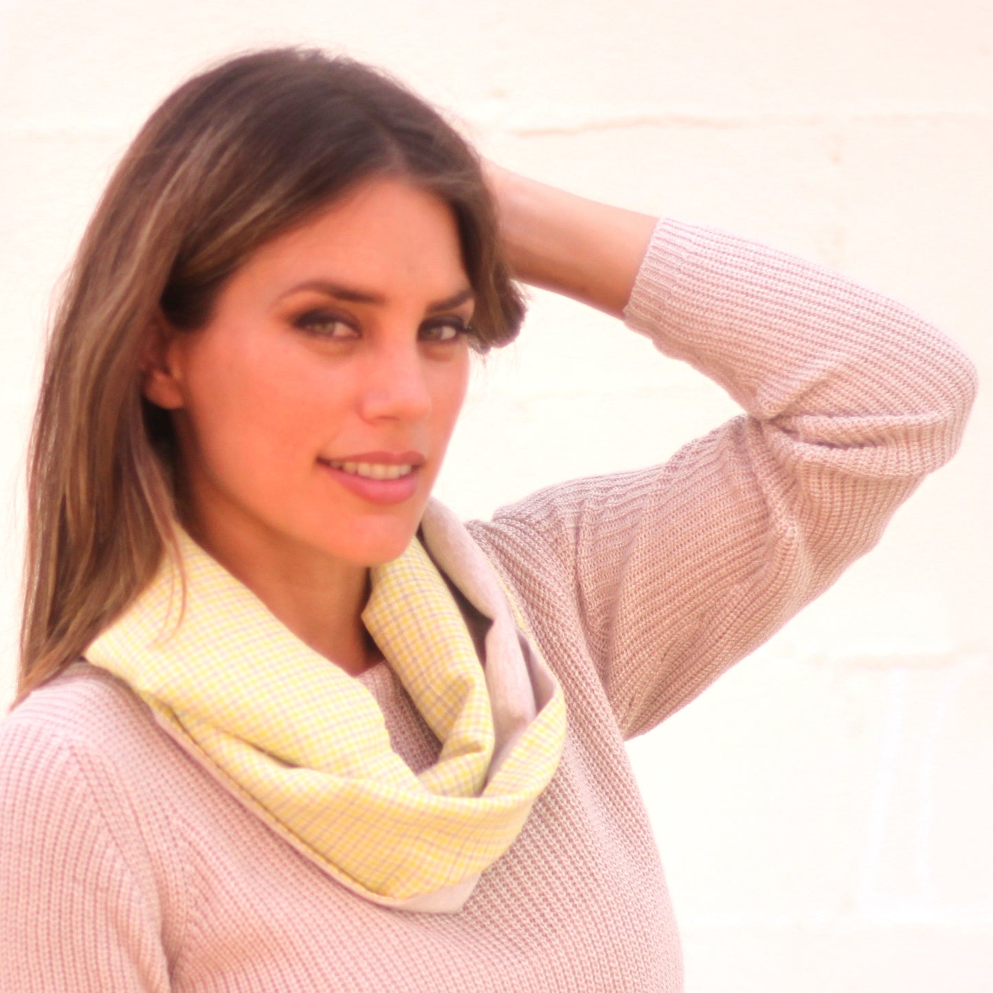 Fular Circular Reversible · Vichy Amarillo Beis