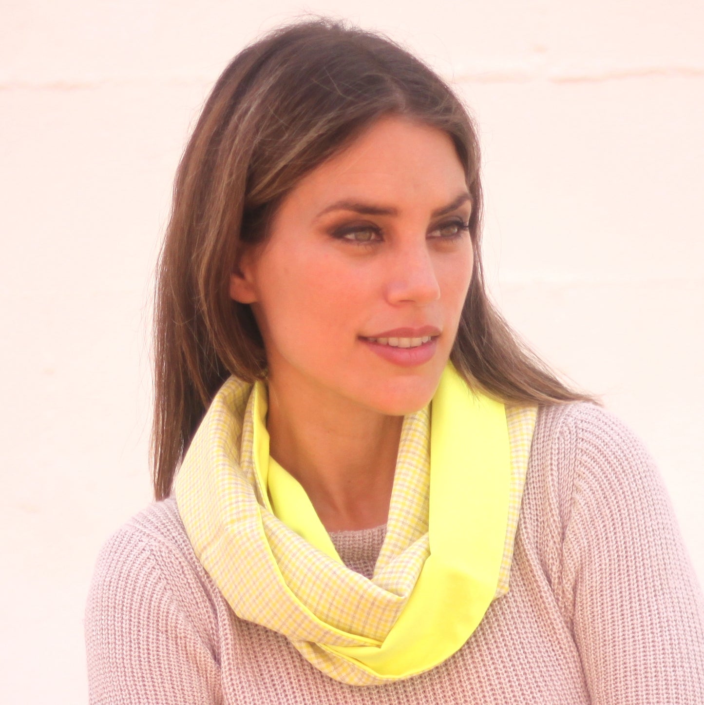 Fular Circular Reversible · Vichy Amarillo Neón