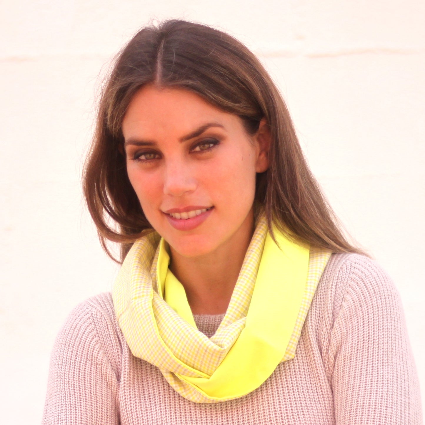 Fular Circular Reversible · Vichy Amarillo Neón