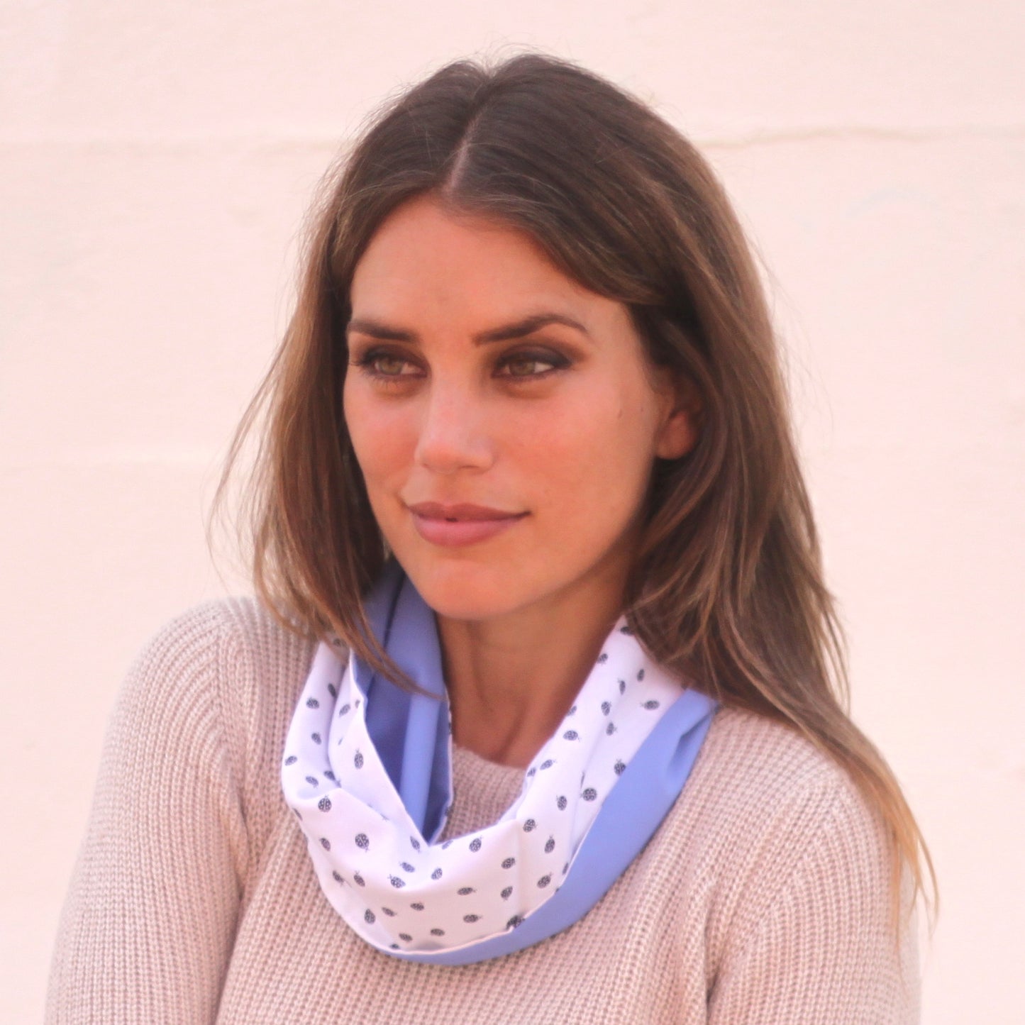 Fular Circular Reversible · Mariquitas / Azul