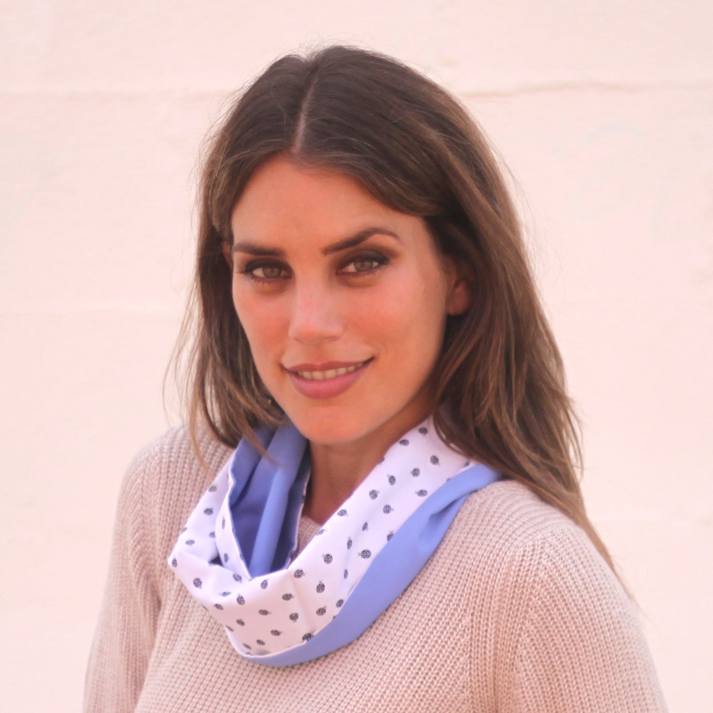 Fular Circular Reversible · Mariquitas / Azul