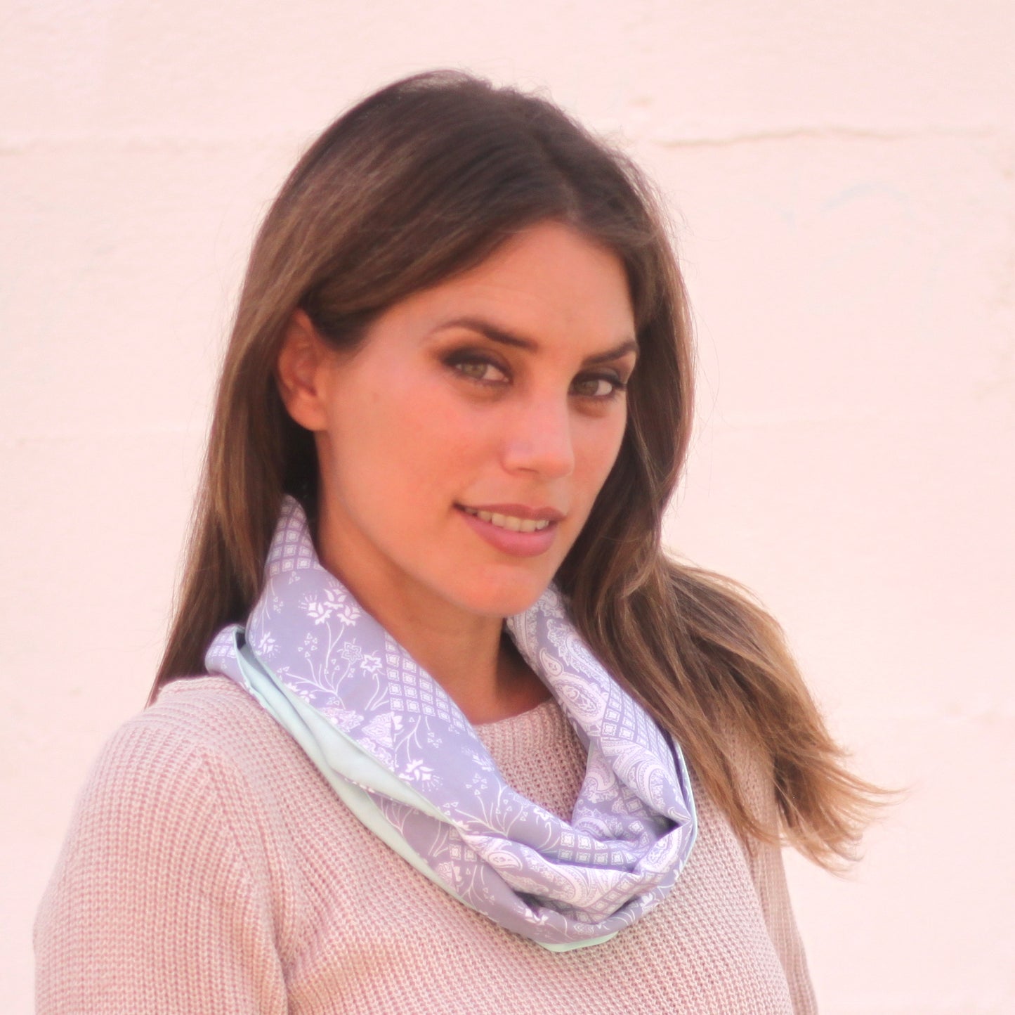 Fular Circular Reversible · Paisley / Verde Agua