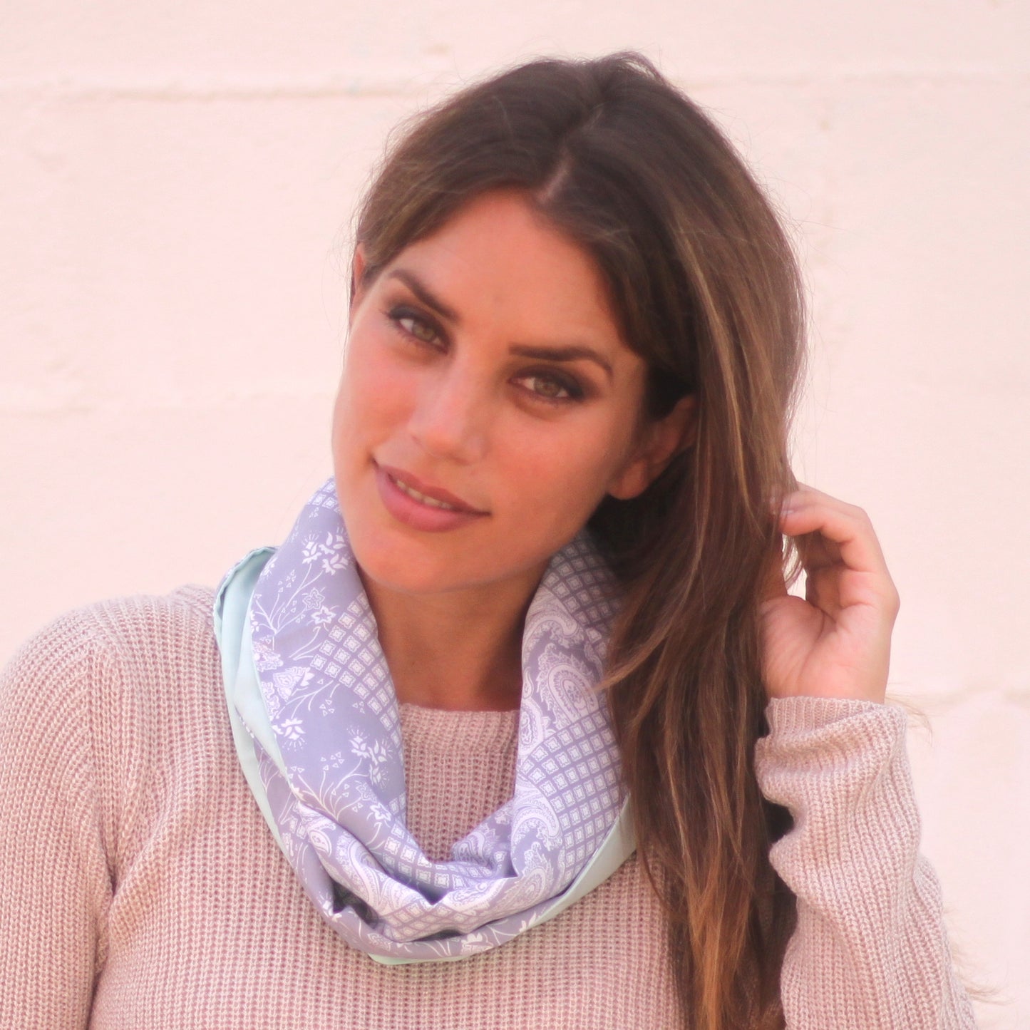 Fular Circular Reversible · Paisley / Verde Agua